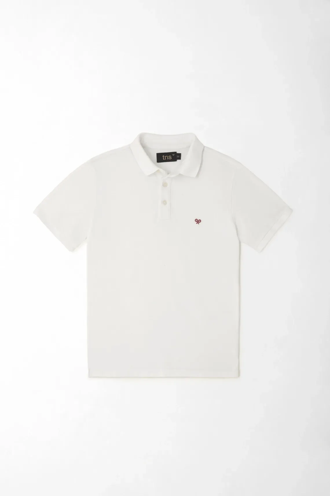 Polo con raqueta bordada blanca para niño
