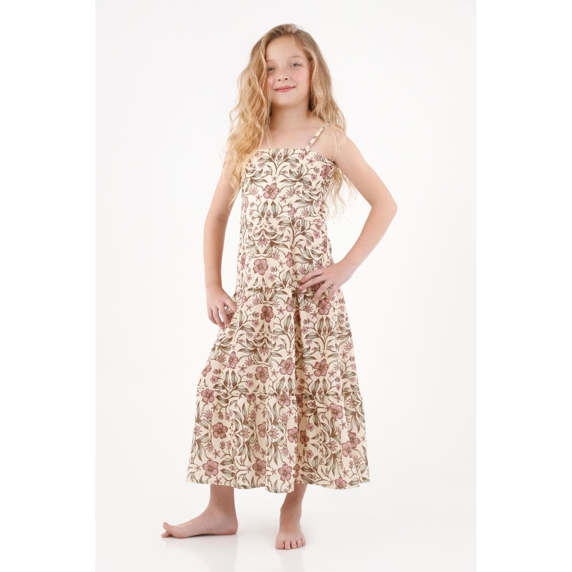Vestido largo estampado para niña