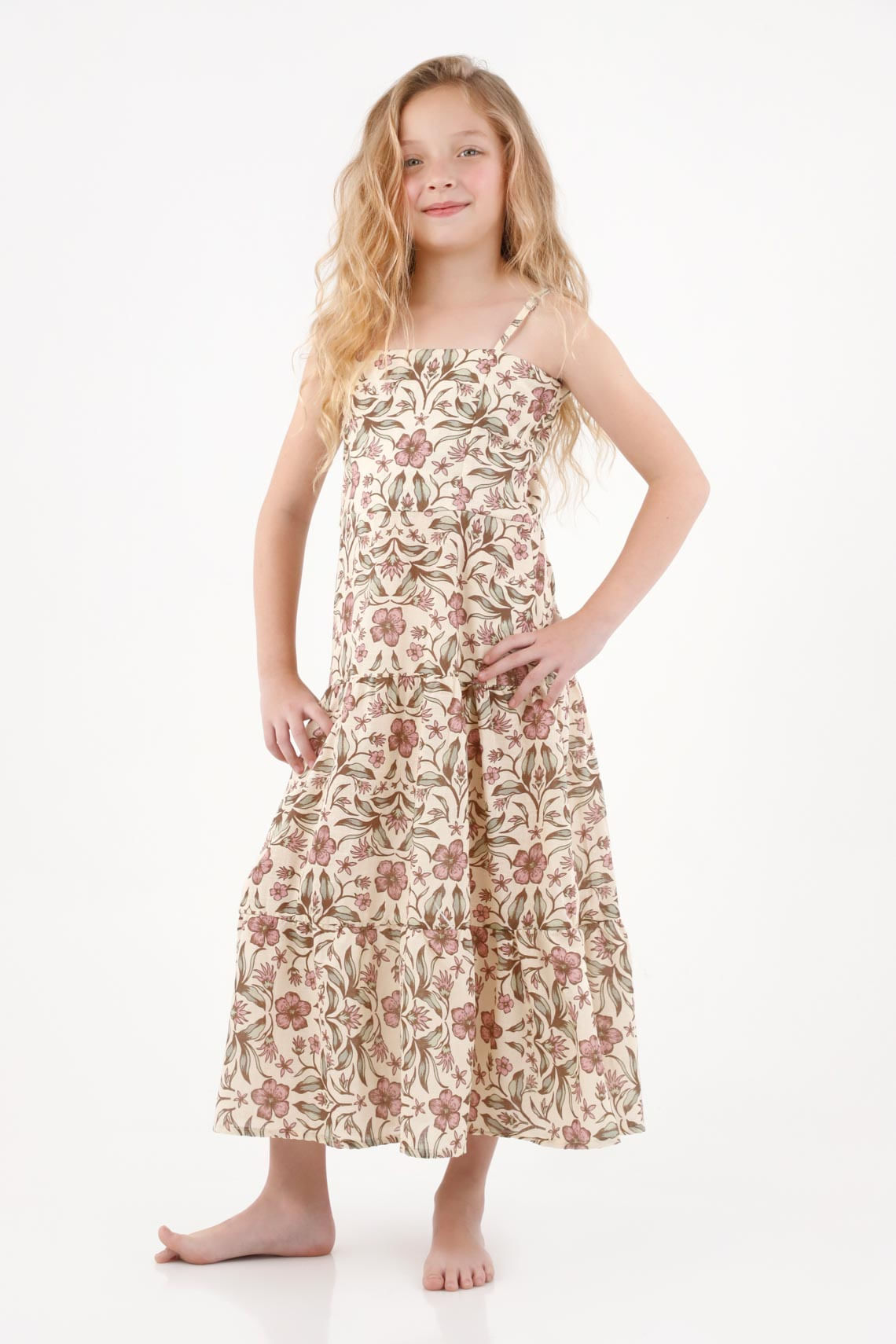 Vestido largo estampado para niña