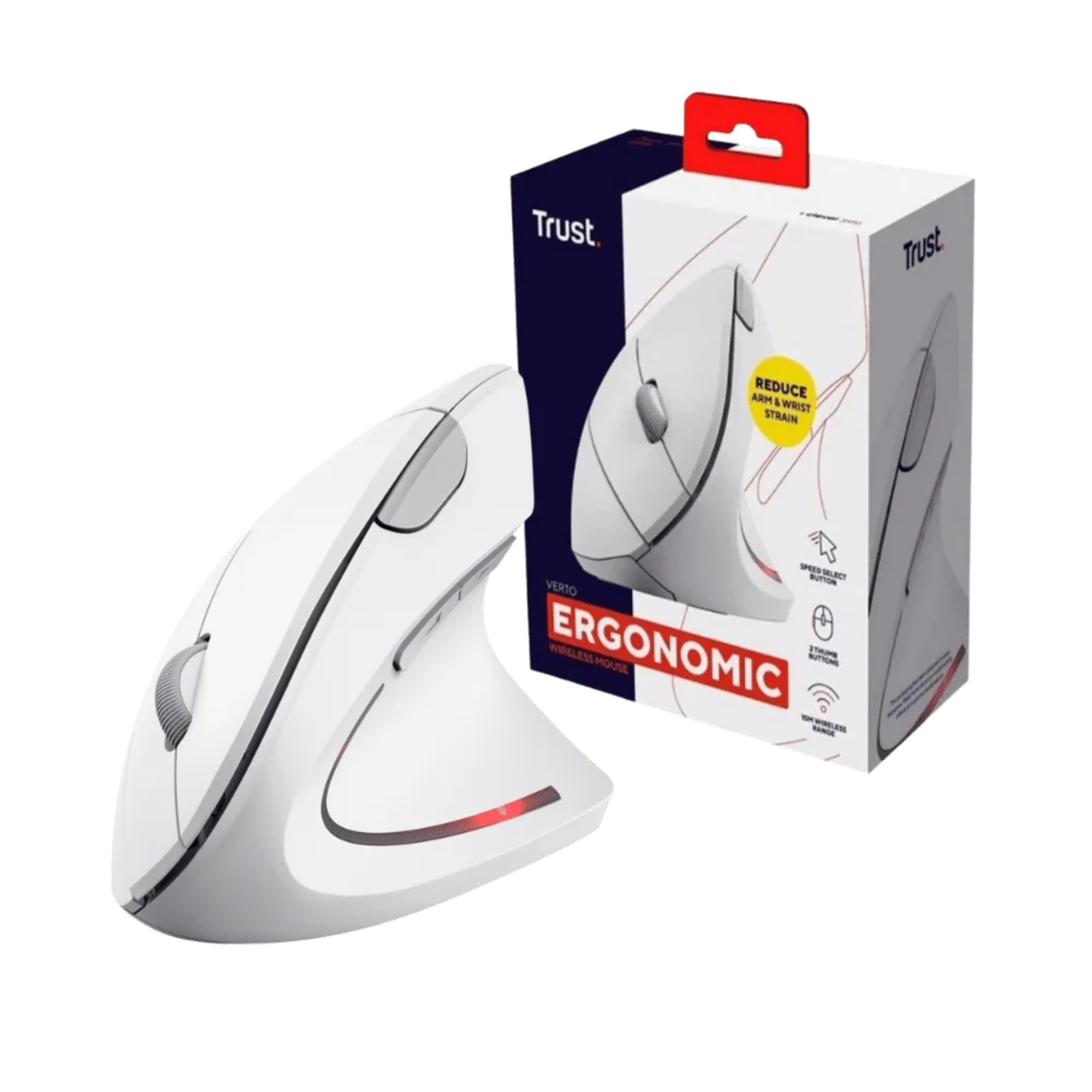 Mouse Trust Verto Inalámbrico Diseño Vertical Blanco
