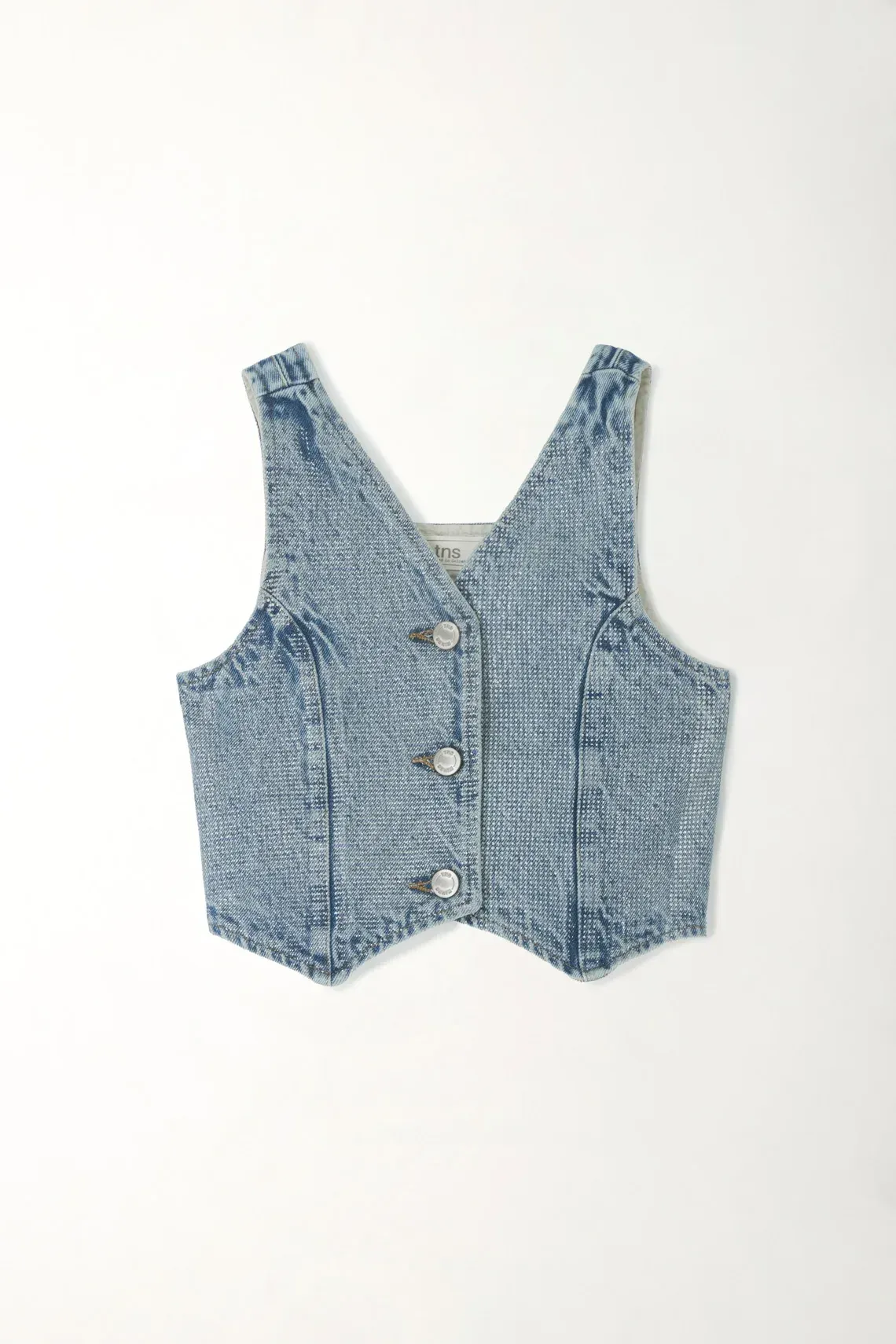 Chaleco en denim con detalles brillantes azul para niña