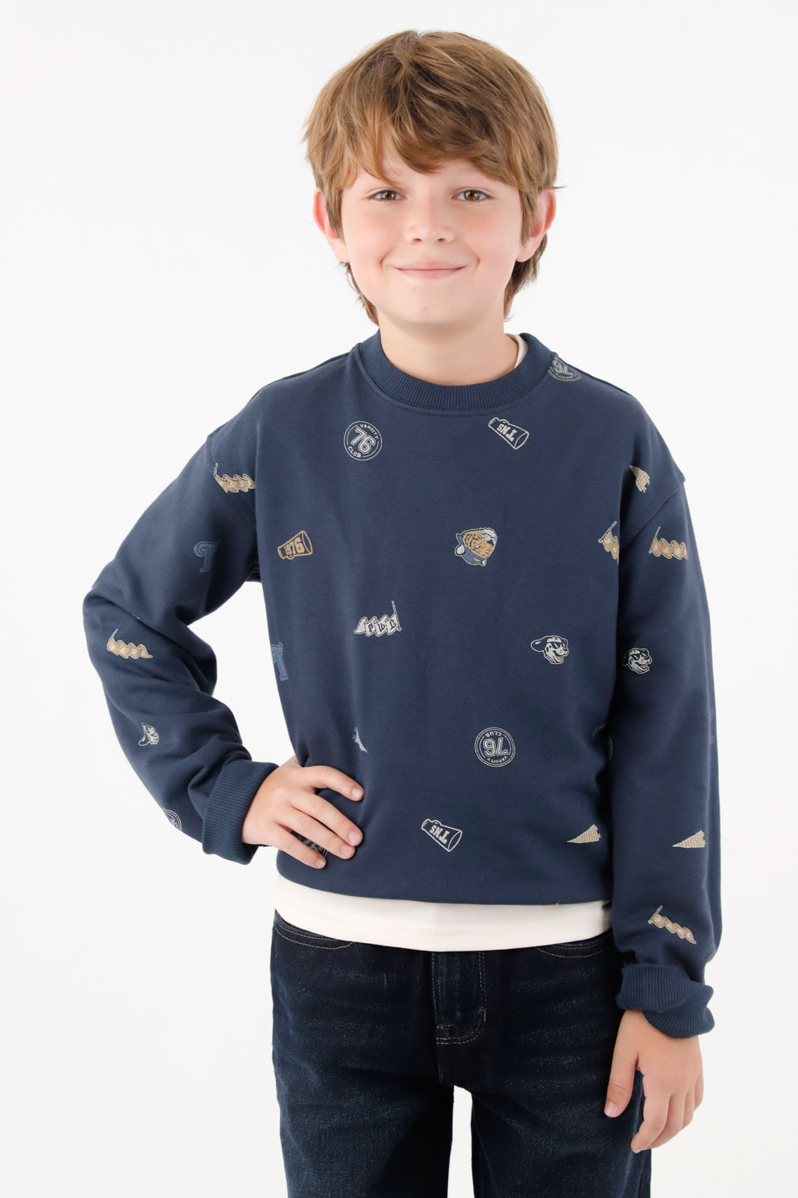 Buzo cuello redondo estampado para niño