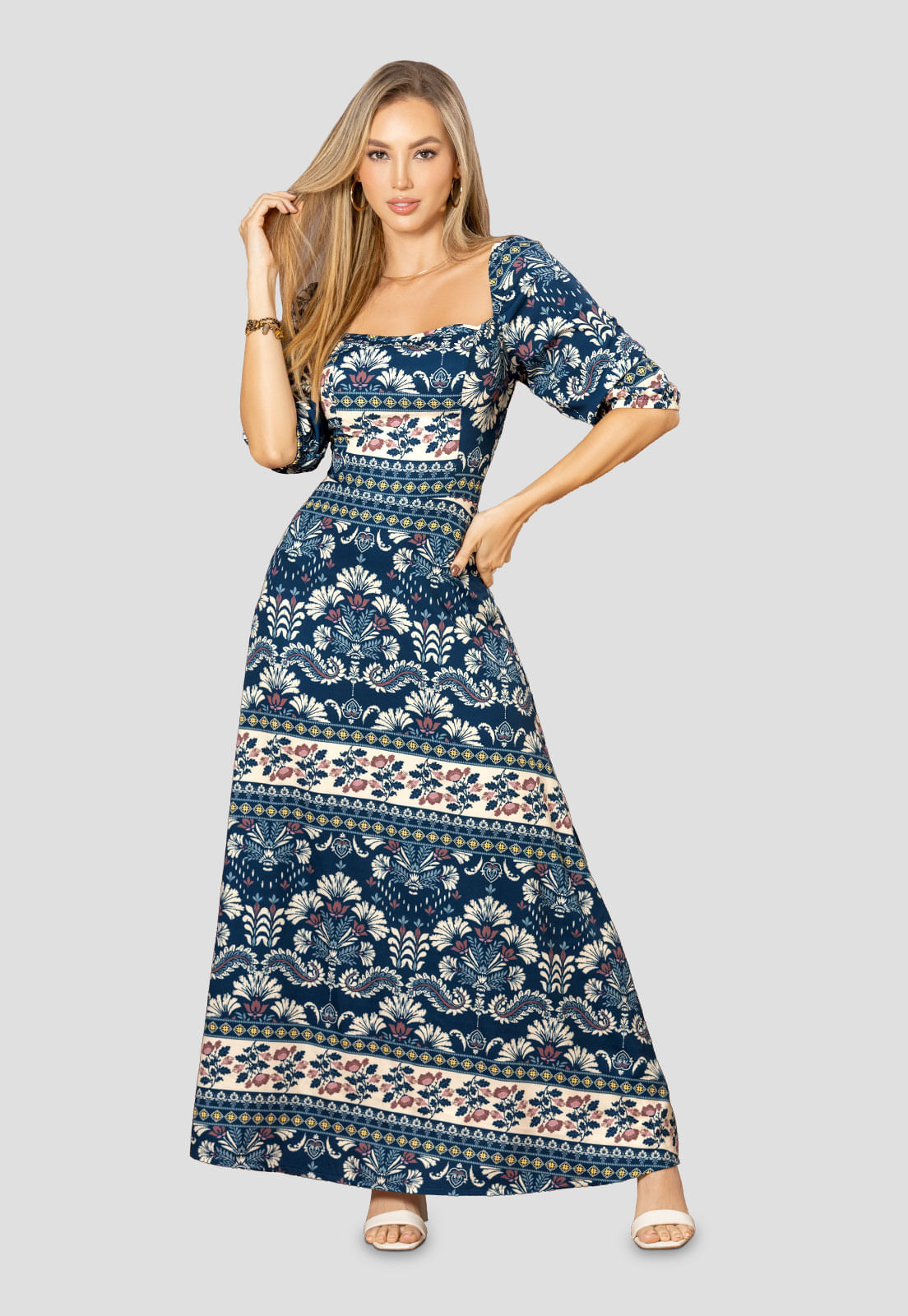 Vestido Largo Mujer Estampado Mp 112513