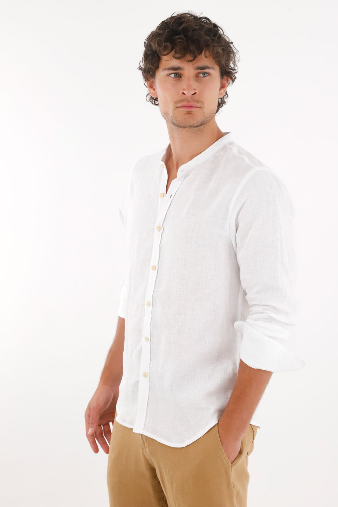 Camisa en 100% lino blanca para hombre