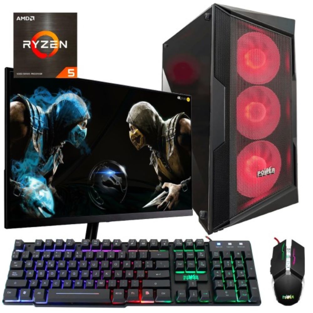 Computador Gamer AMD Ryzen 5 5600GT 16GB RGB 512GB  ASUS DUAL Radeon 9060XT 8GB - Monitor Acer 23.8 " Linux Preinstalado