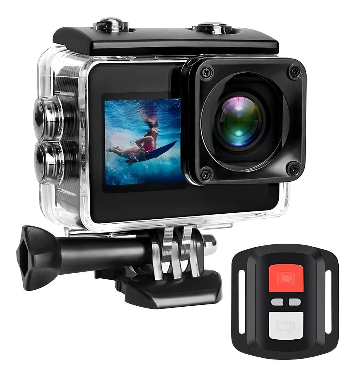 Camara Deportiva 4K Sumergible Doble Pantalla Con Control