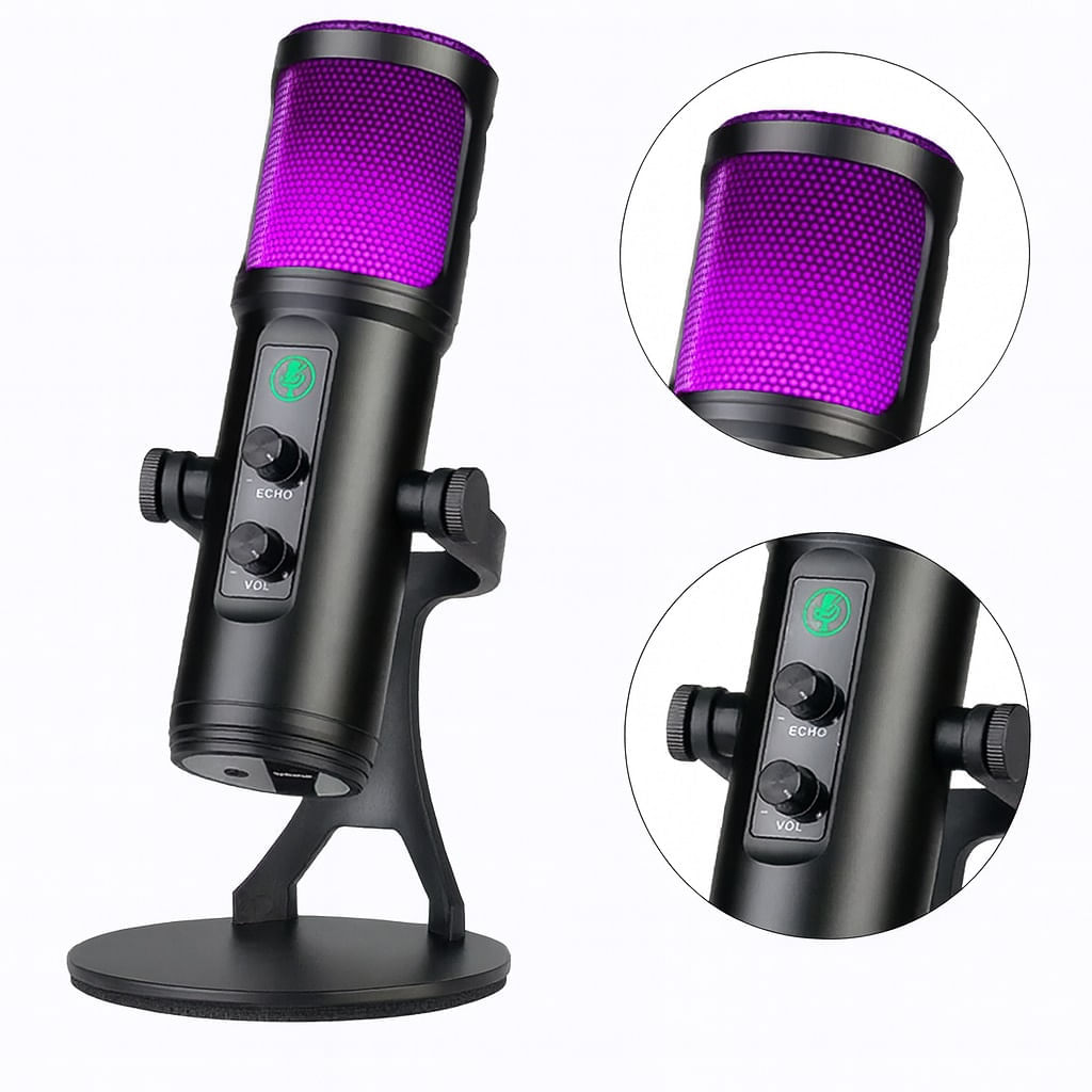 Microfono Condensador Profesional De Estudio RGB USB