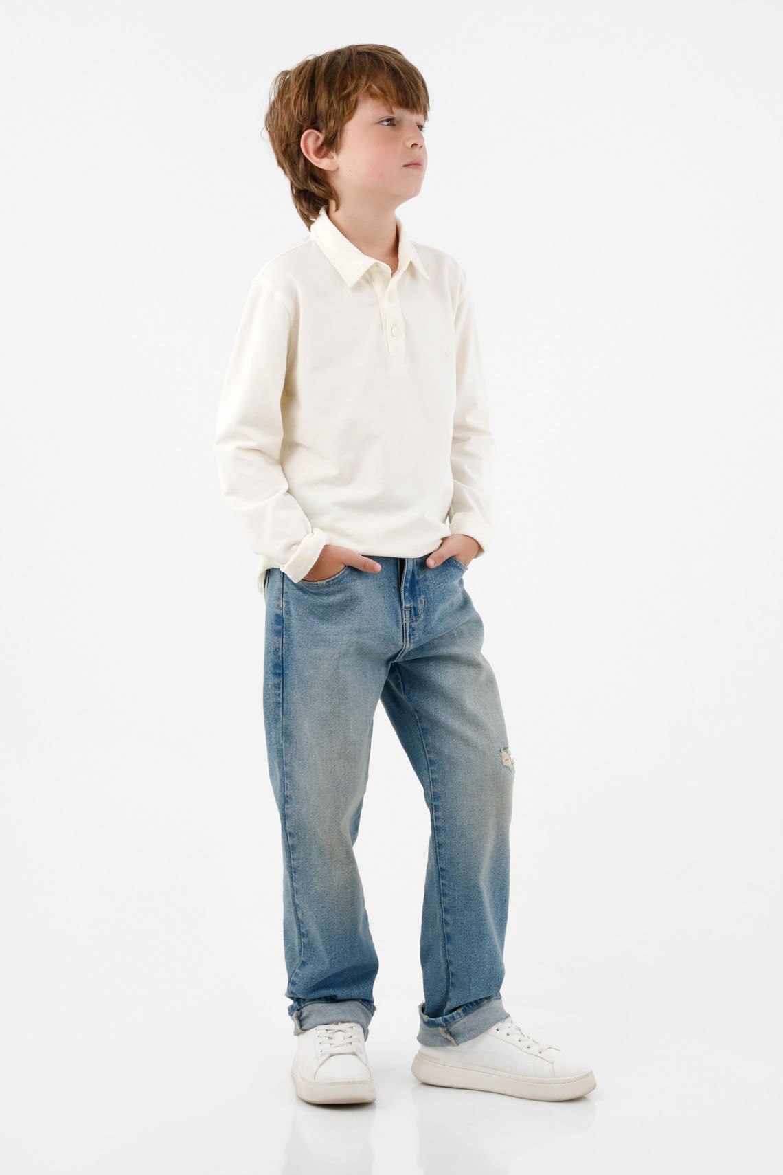 Jean Recto con rotos azul para niño