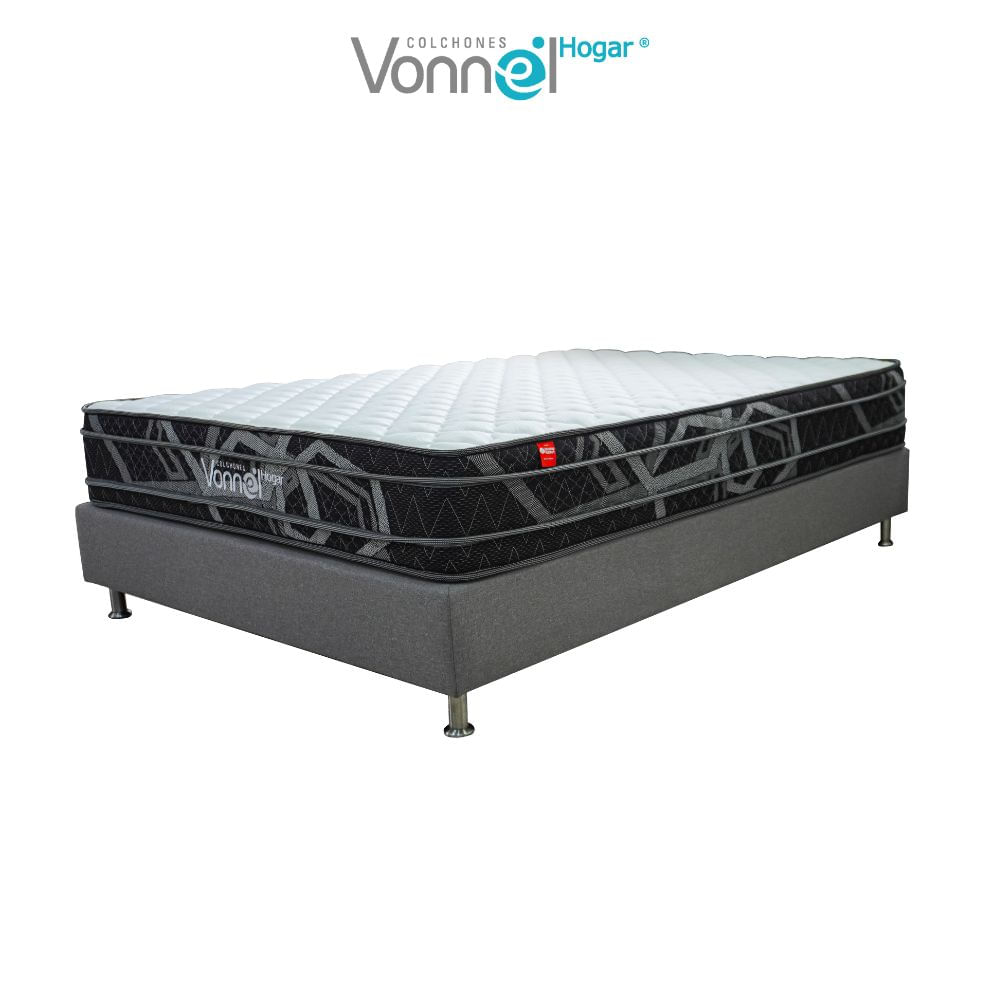 Combo Colchón + Base cama marca VONNEL Semidoble (120 X 190 Cm ) Resortado Pl X-S25 Plus