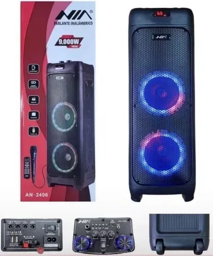 Torre De Sonido Bluetooth Parlante 9000W PMPO + Control Y Microfono Original NIA