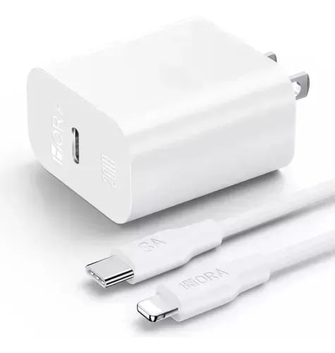 Cargador Iphone Carga Rapida 20w  + Cable Tipo C a Lightning 1HORA