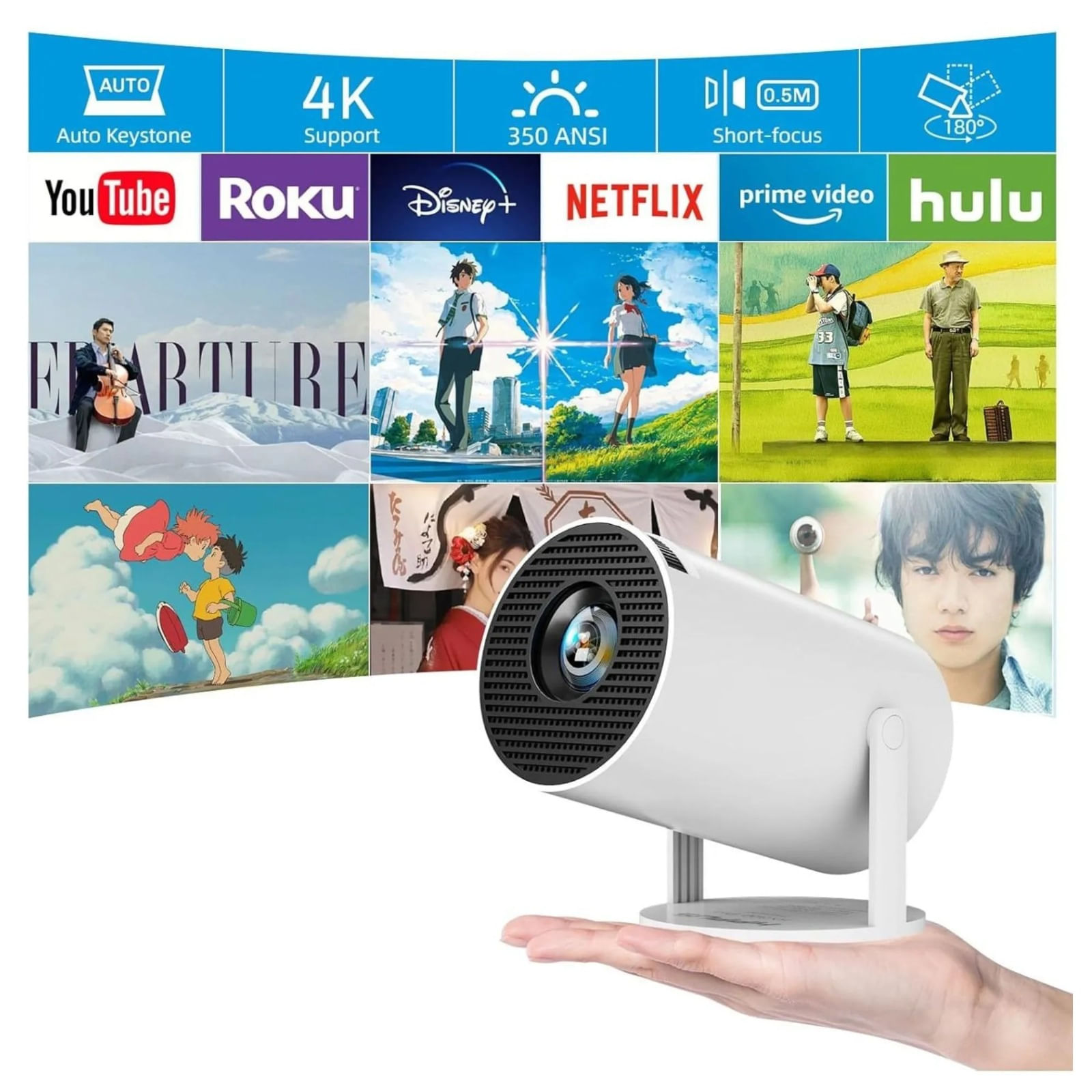 Proyector Smart TV Bluetooth Wifi Proyector Imagen Cine En Casa Full HD Proyector Portatil