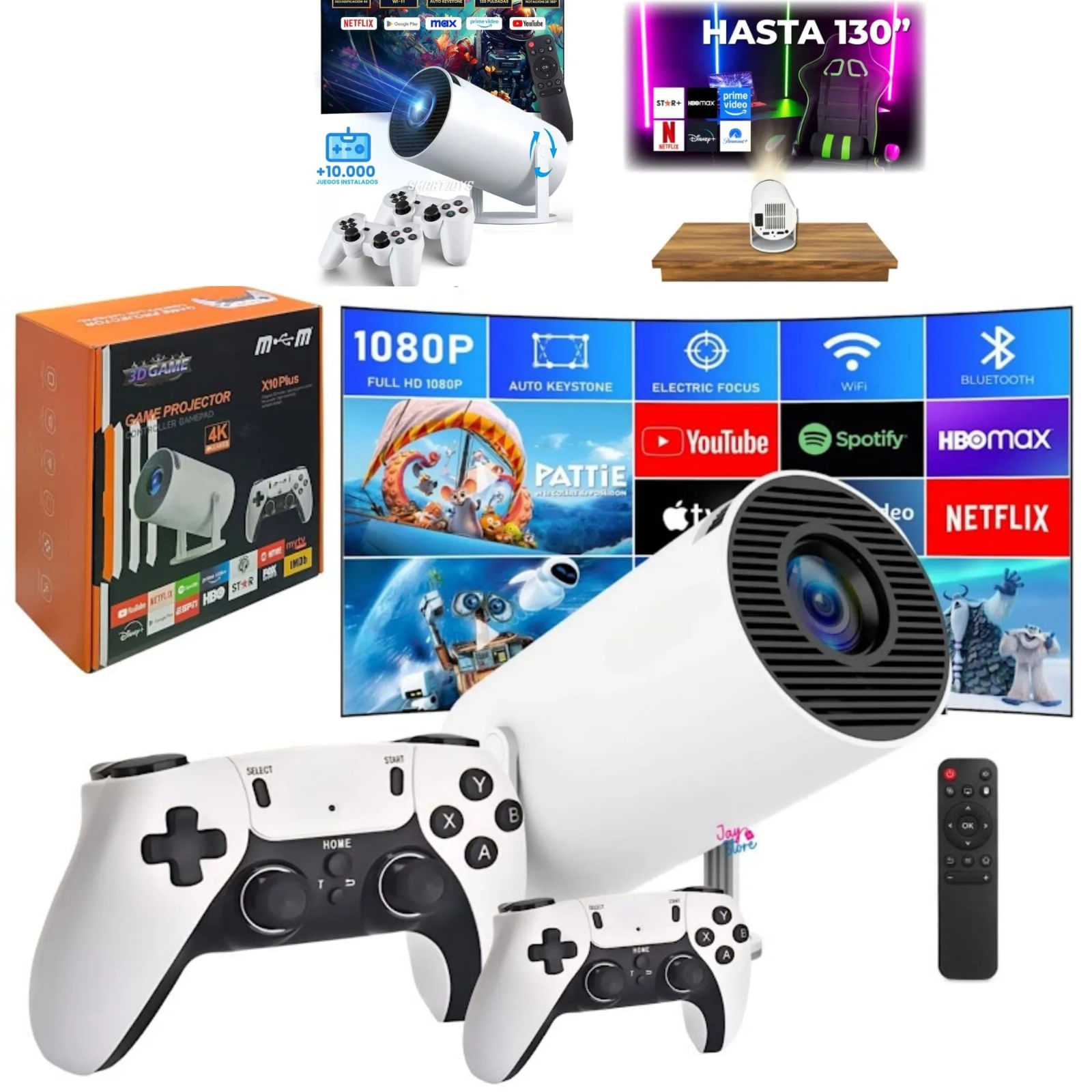 Proyector Gaming Ciné En Casa Smart Tv Proyector Streaming + 10000 Juegos