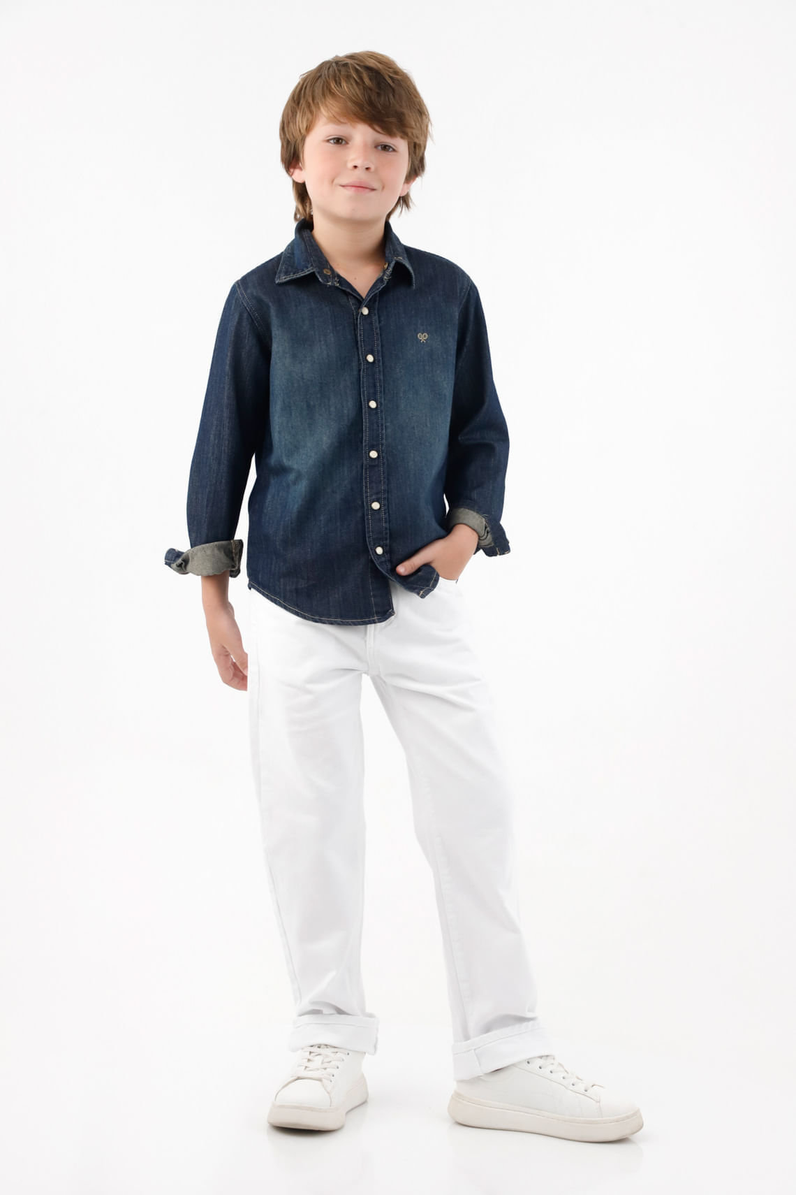 Jean cinco bolsillos blanco para niño