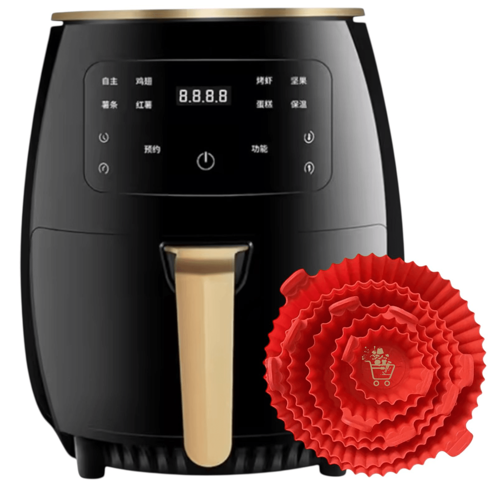Airfryer Freidora De Aire Multifuncional Home Digital Sin Aceite 10 Litros + Moldes De Silicona