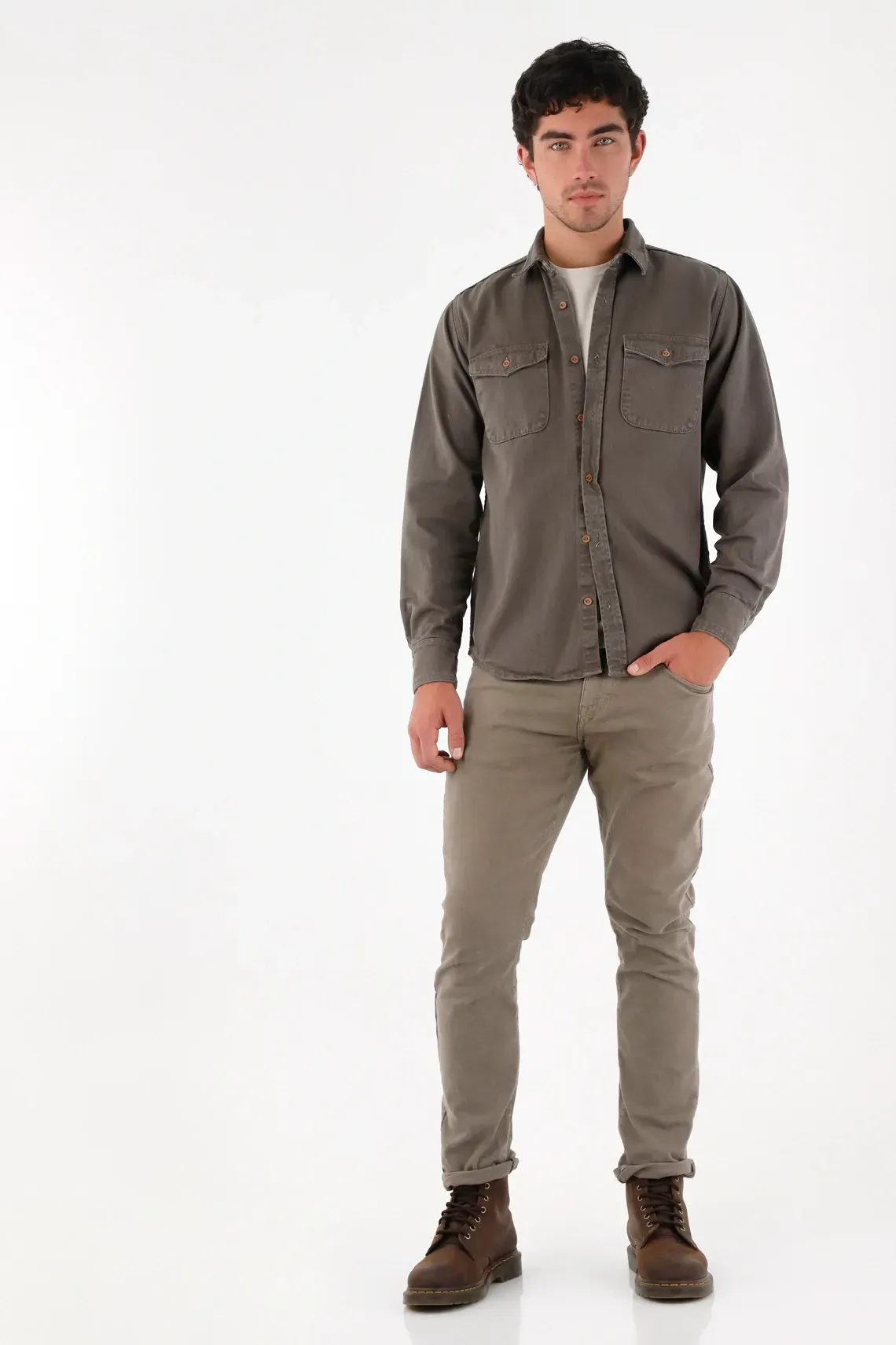 Pantalón Recto cinco bolsillos gris para hombre