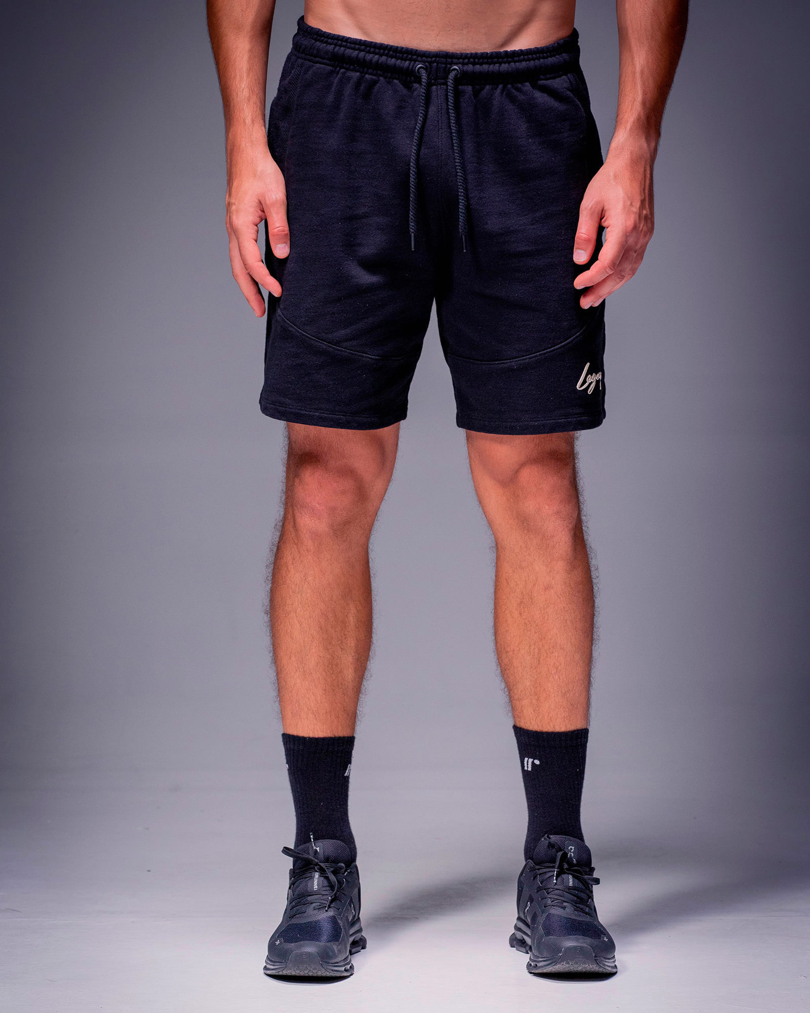 Pantaloneta Oversized Con Bordado,  Color NEGRO  Para Hombre