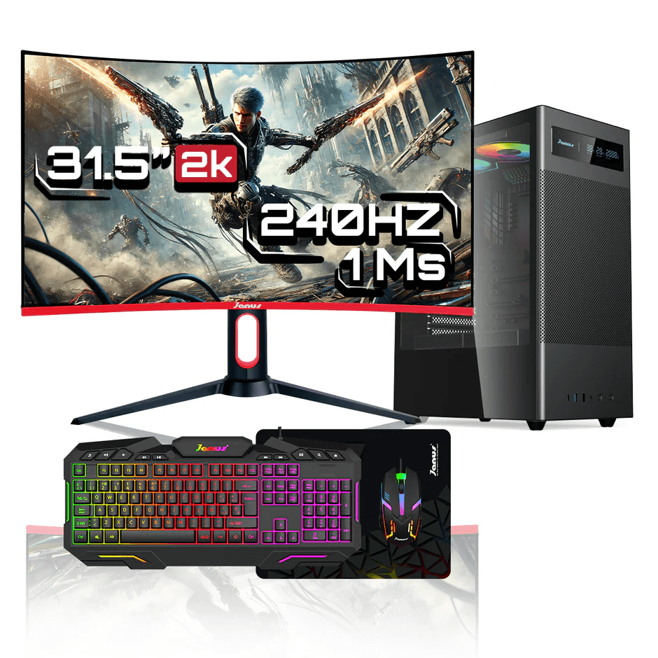Computador de Escritorio Janus AMD RYZEN 5 5600GT Memoria RAM 16GB SSD 512GB M.2 Fuente Janus 400W MONITOR&nbsp; GAMER 32” 2K 240HZ WINDOWS PREINSTALADO