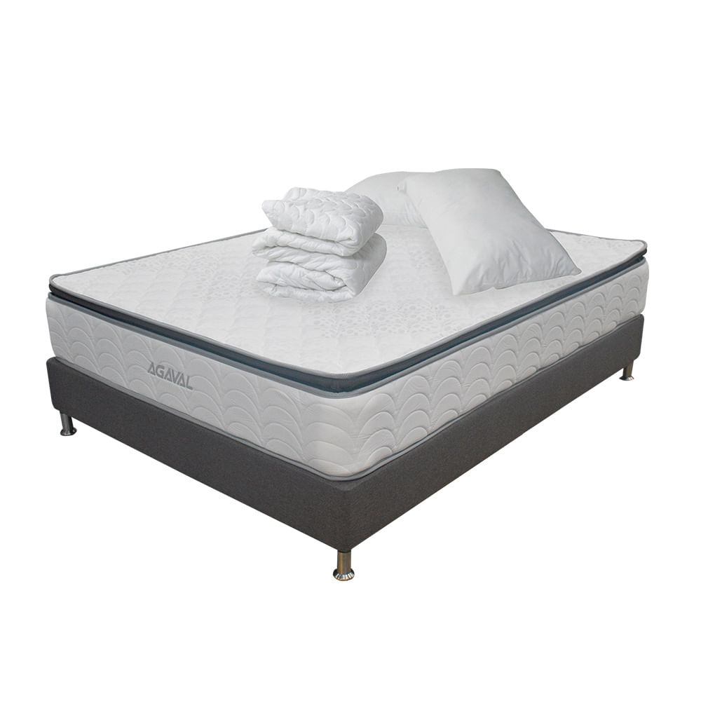 COMBO COLCHON AGAVAL ONE PILLOW 140X190CM+BASE CAMA GRAF+PROTECTOR+2 ALMOHADAS