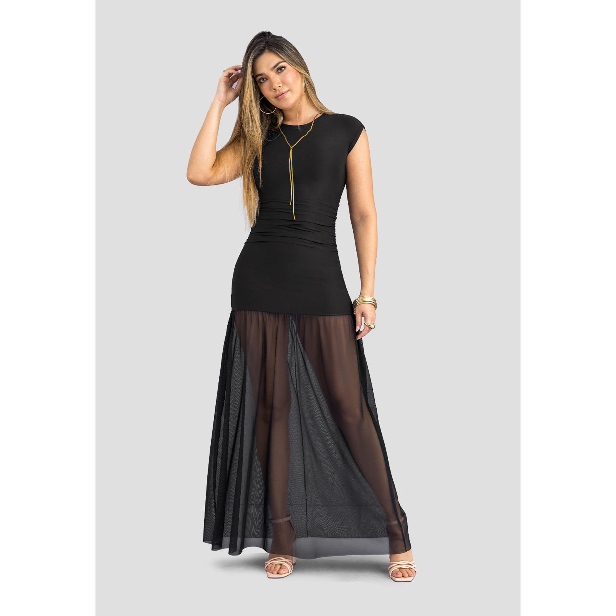 Vestido Largo Mujer Negro Mp 113937