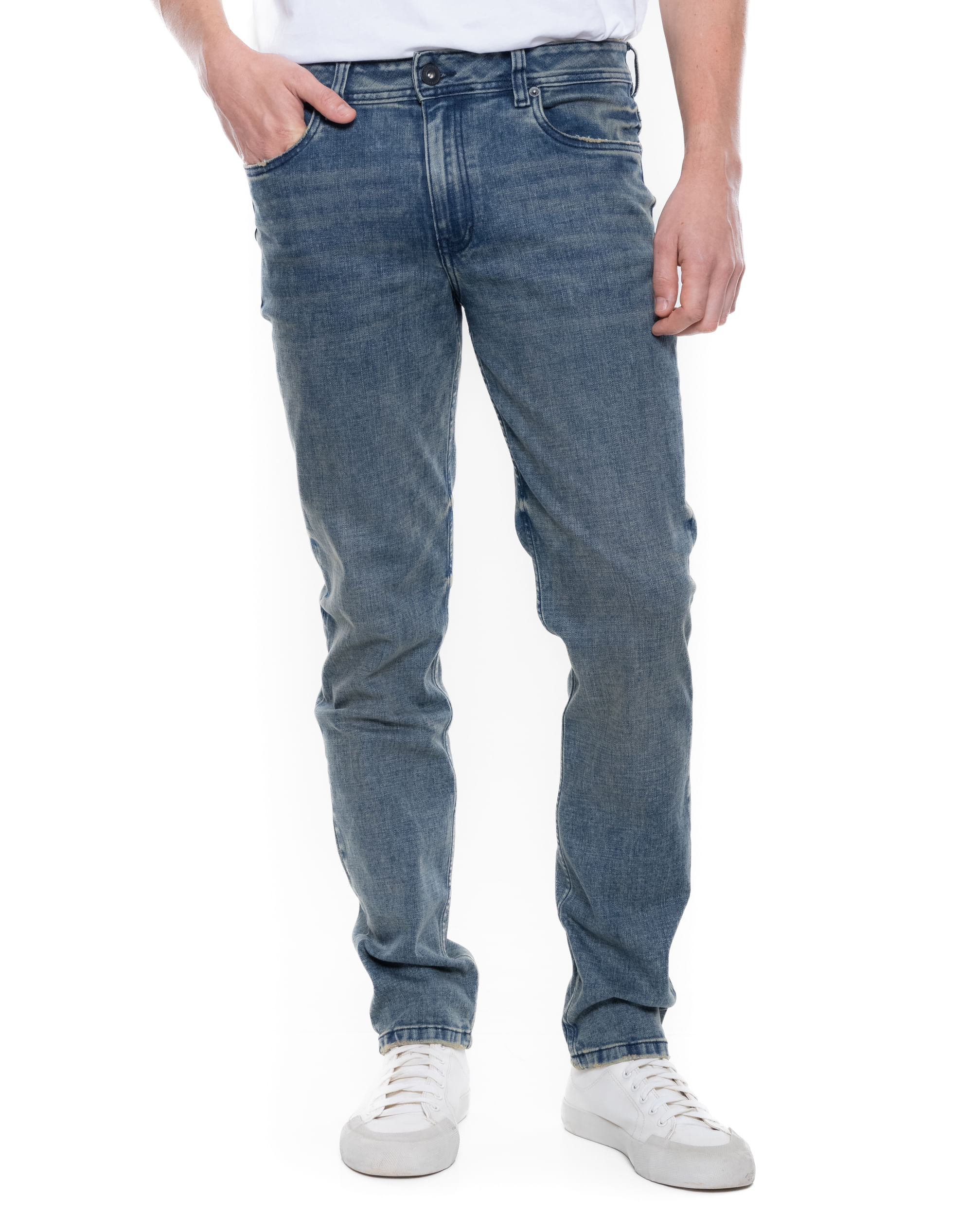 Brixton/Slim Fit Jeans Tono Oscuro Con Desgastes