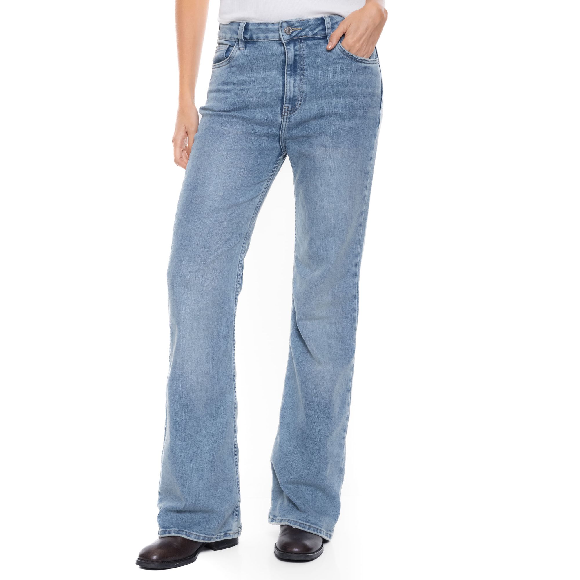 High Waist Flare Jeans Tono Medio