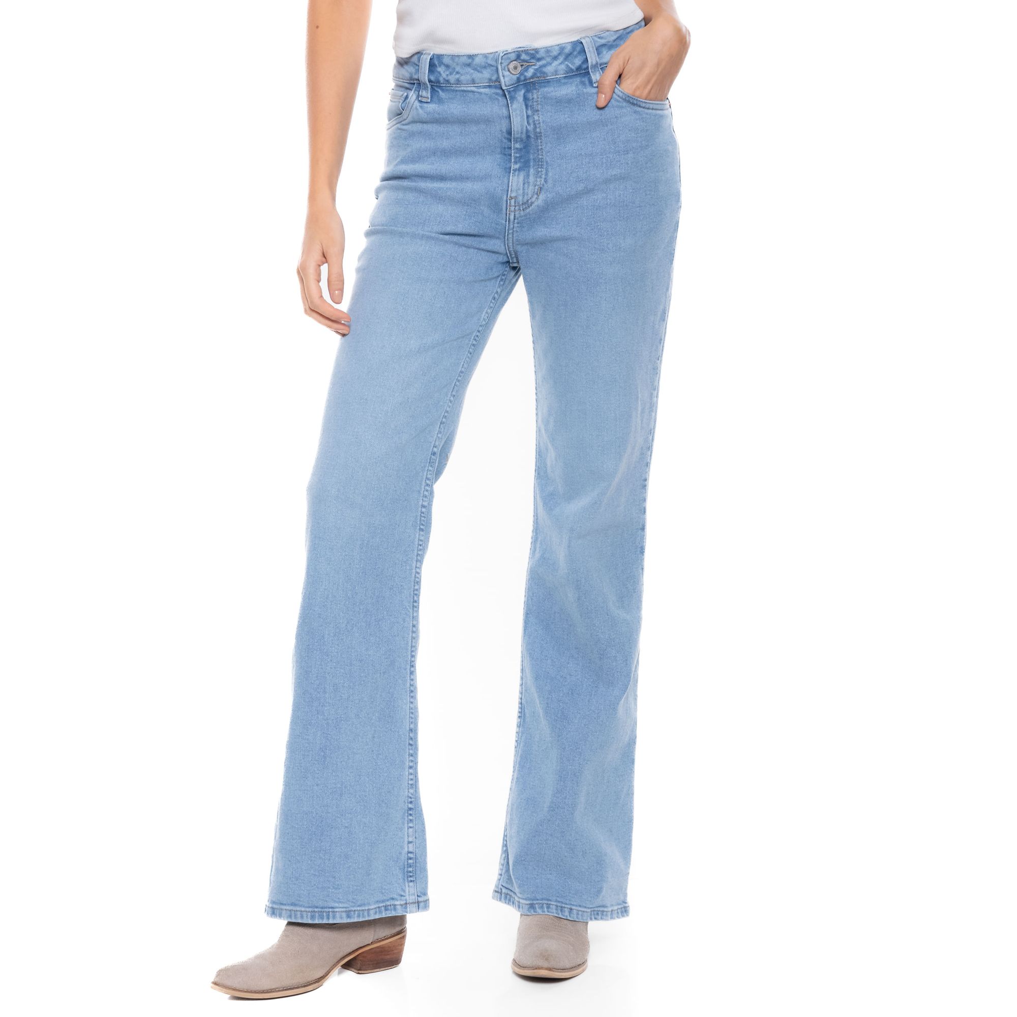 High Waist Flare Jeans Tono Medio