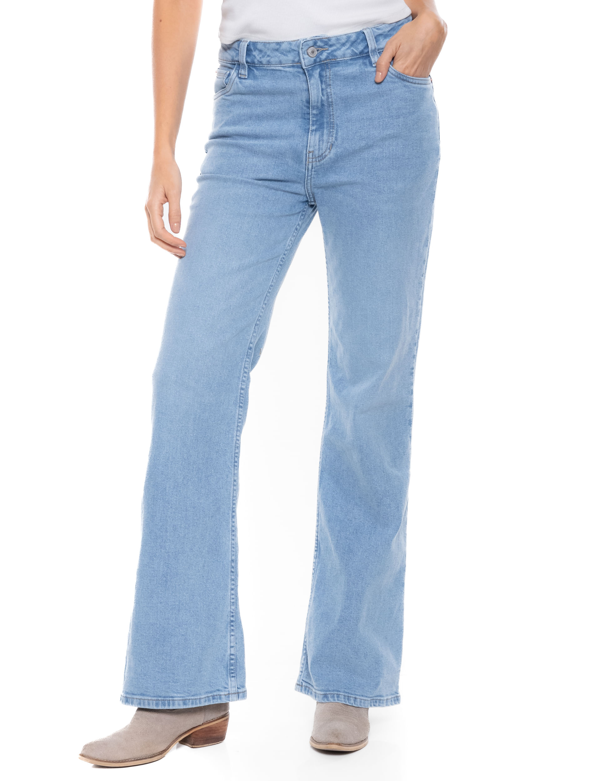 High Waist Flare Jeans Tono Medio