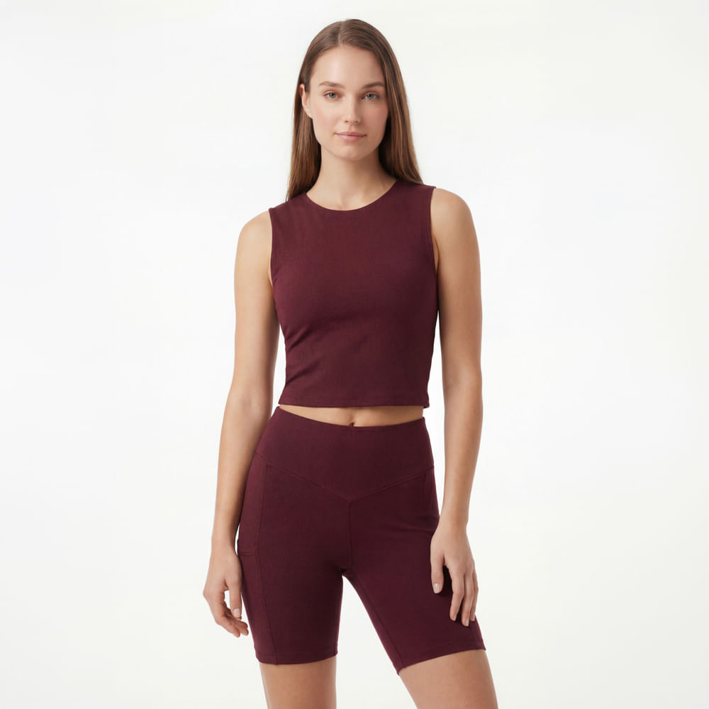 Crop top deportivo burgundy para mujer