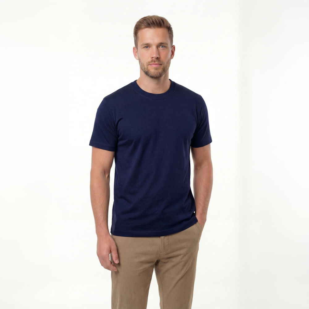 Camiseta manga corta azul para hombre