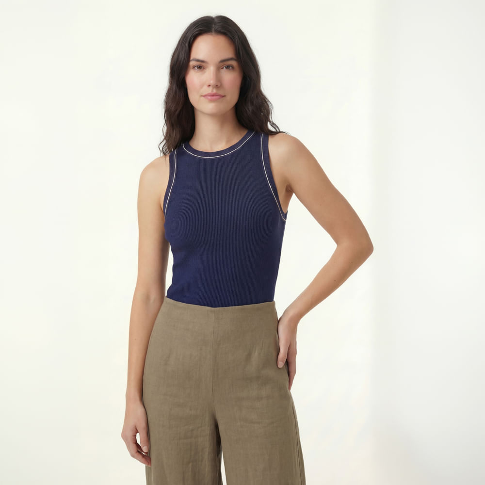 Blusa manga sisa azul para mujer