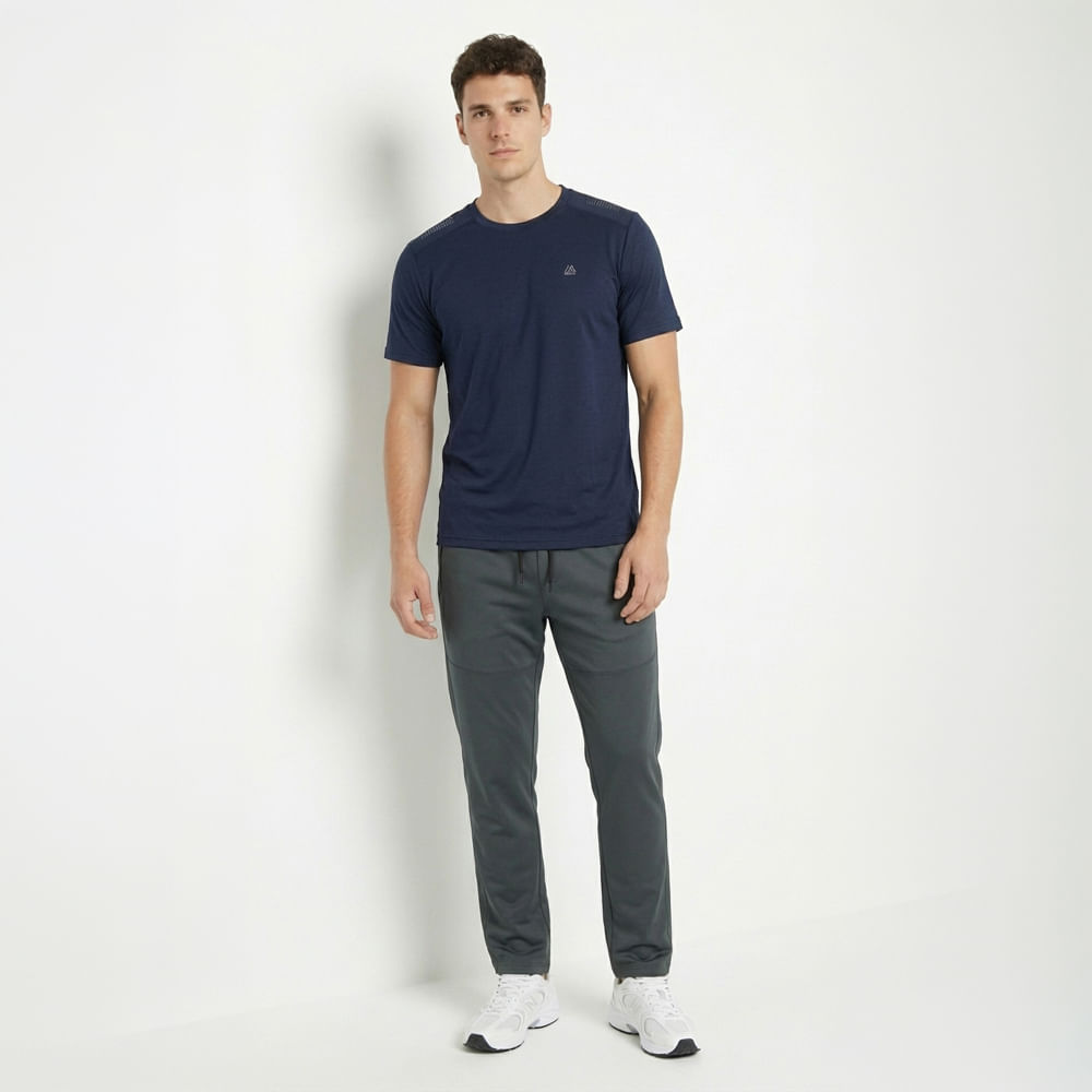 Camiseta deportiva manga corta azul para hombre