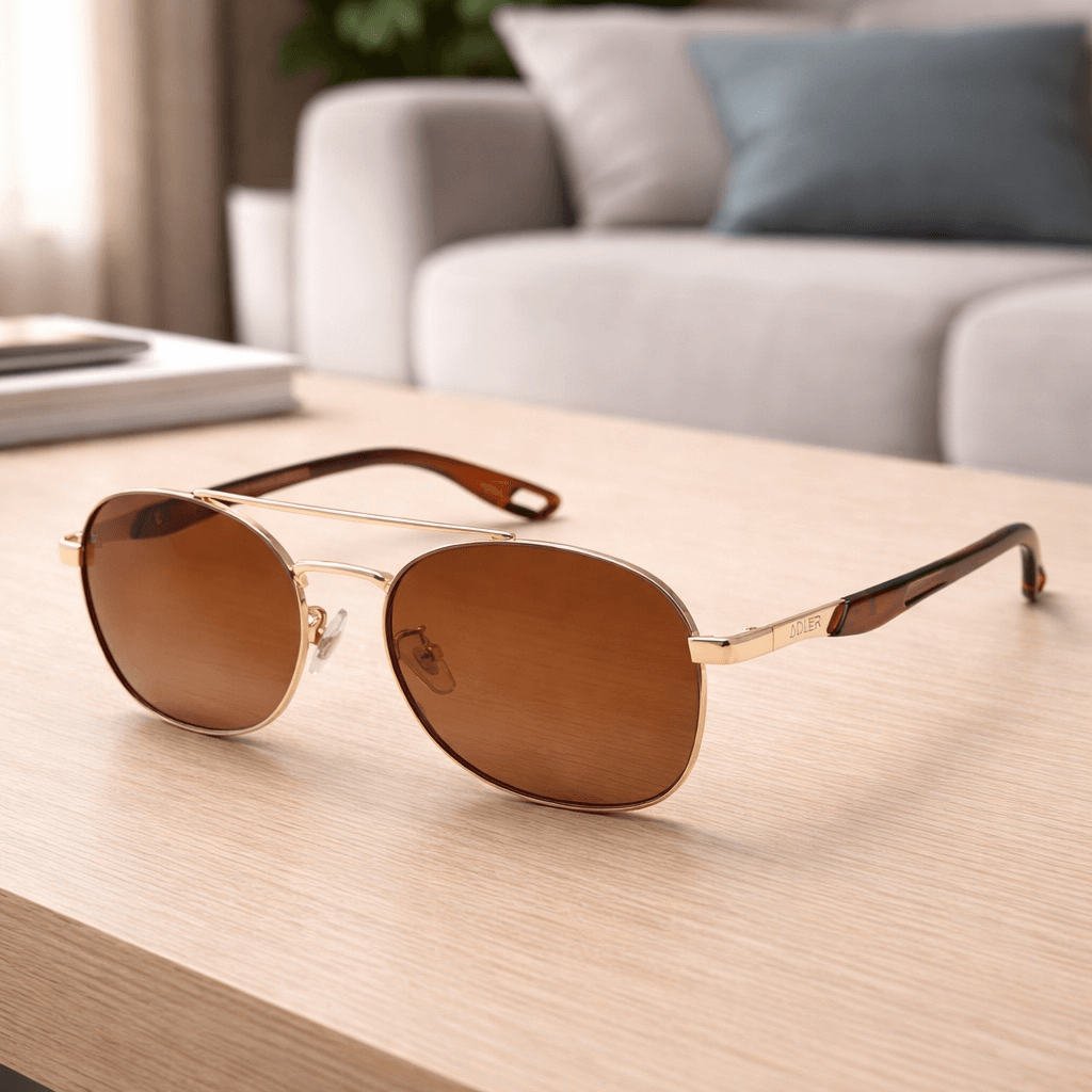 Gafas Polarizadas Adler UV400 Protección Total, Visión Nítida y Sin Reflejos Ref. 848 Café Dorado