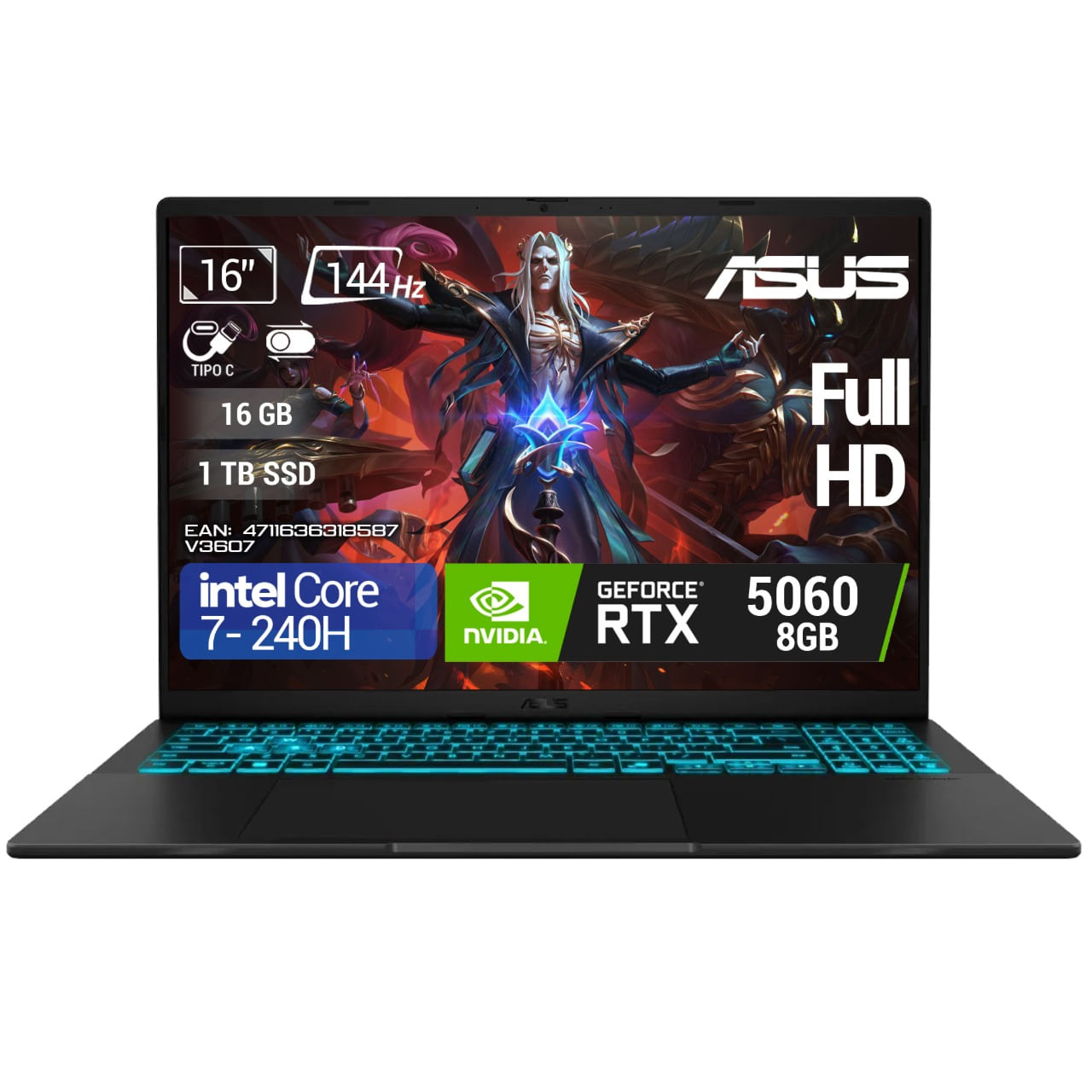 Computador Gamer Asus V3607V Intel Core i7 - 240H Ram 16GB - 1TB SSD - RTX 5060 FHD