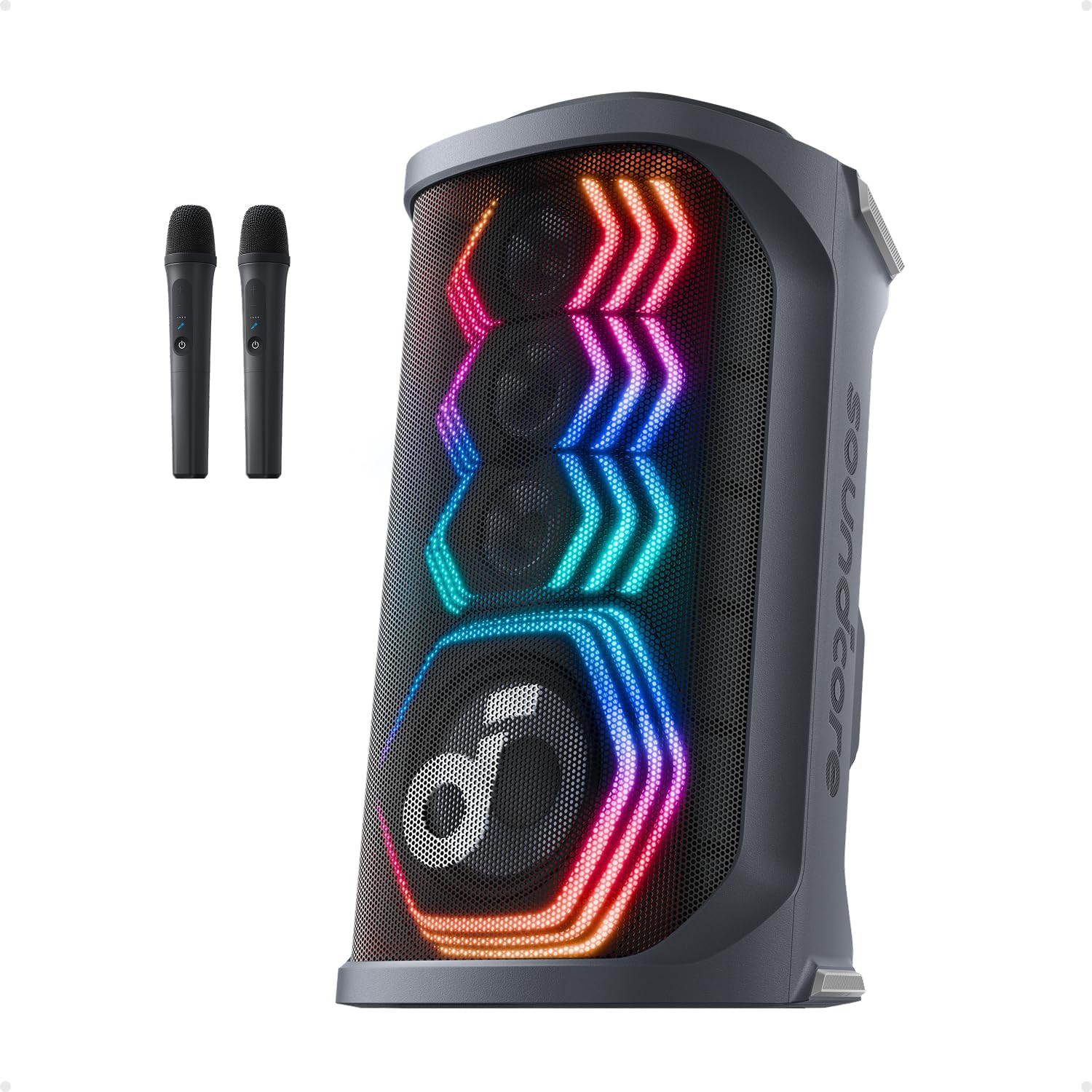 soundcore Rave 3s Parlante Fiesta 200W, 2 Mic, IA Karaoke, Bajos Extremos
