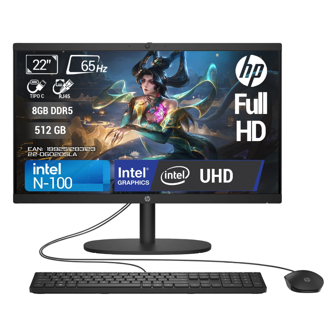 Computador All in One HP 22-dg0205la Intel N100 Ram 8GB - 512 GB 22 Pulgadas