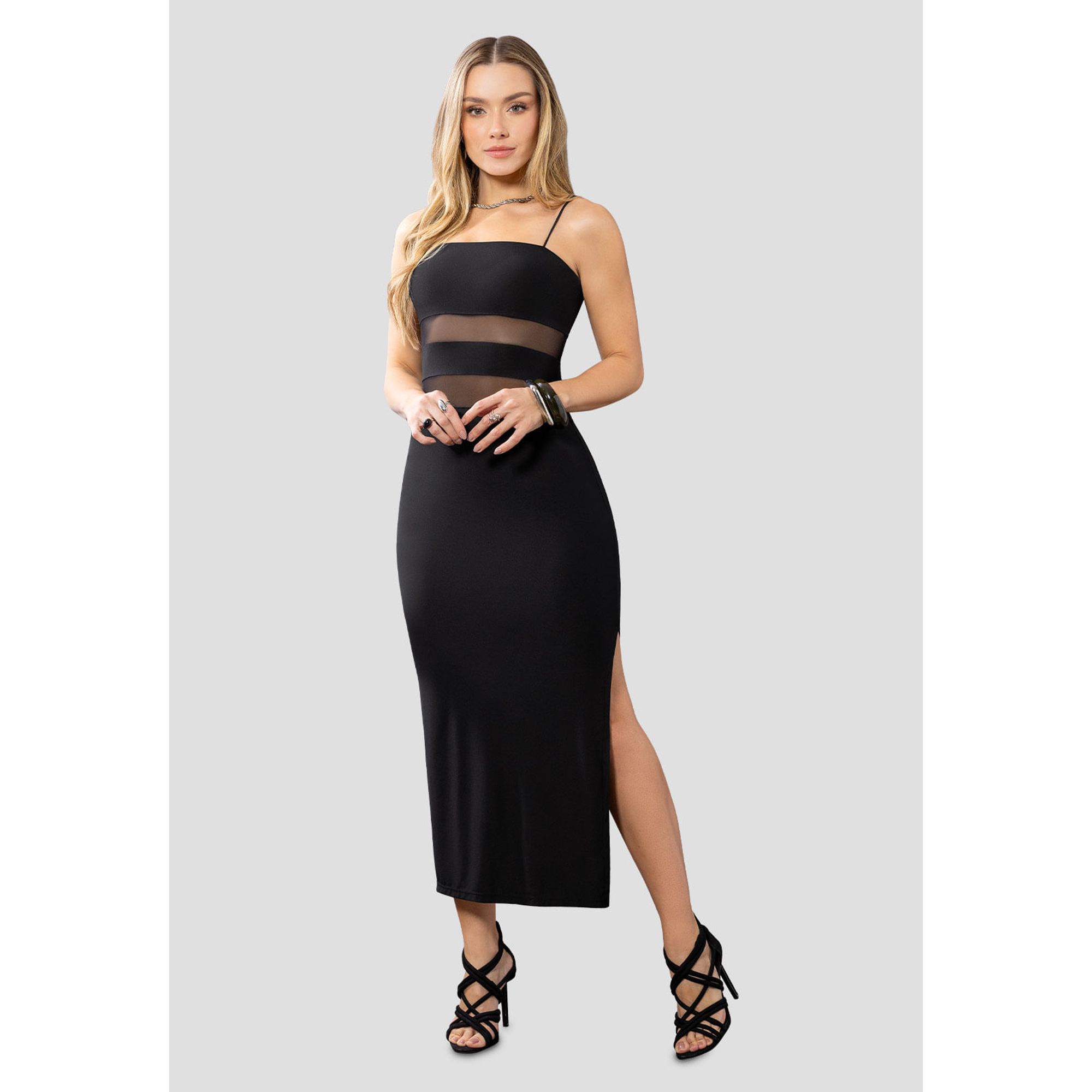 Vestido Largo Mujer Negro Mp 113869