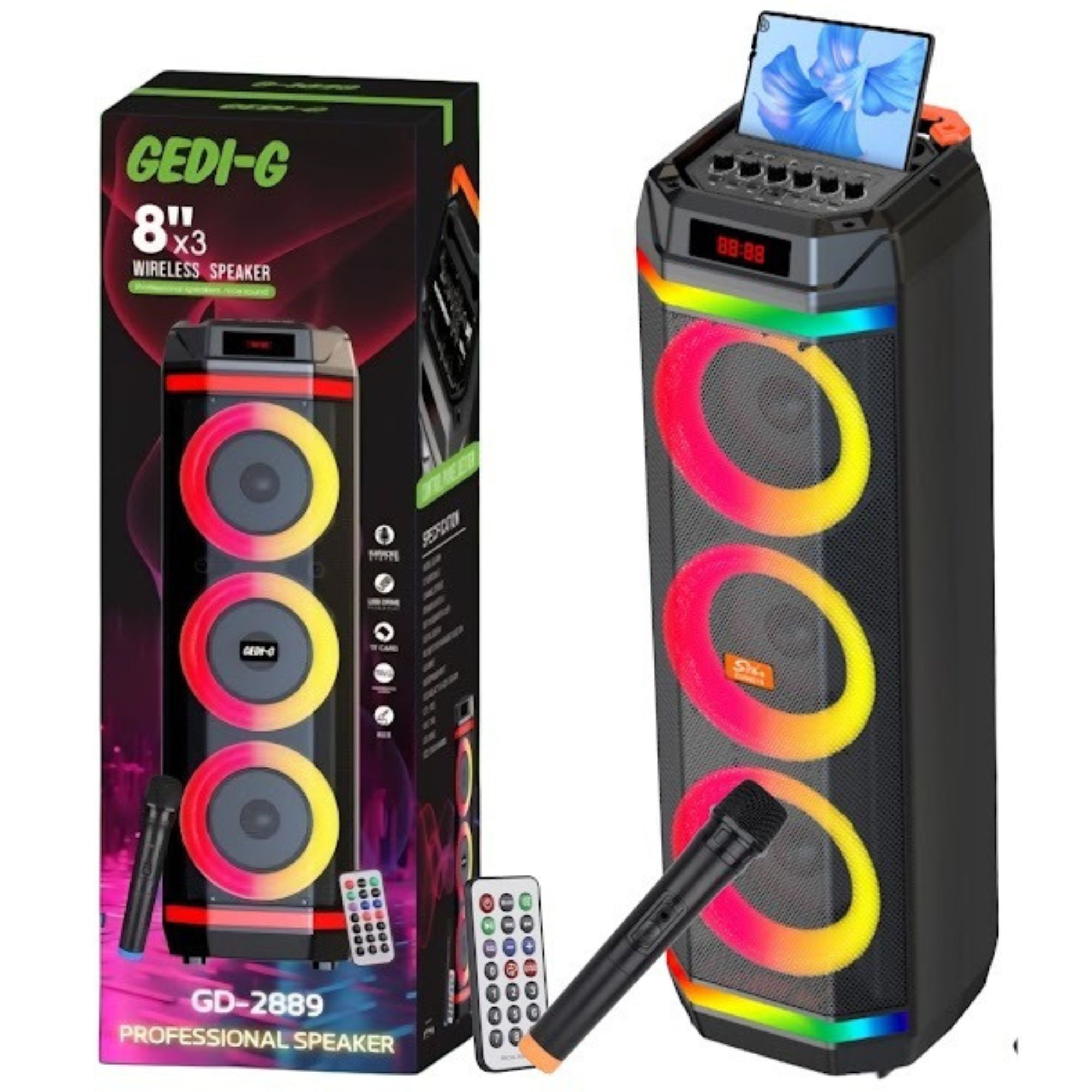 Torre De Sonido Potente Parlante Fiesta 8X3 Cabina De Sonido + Control Microfono