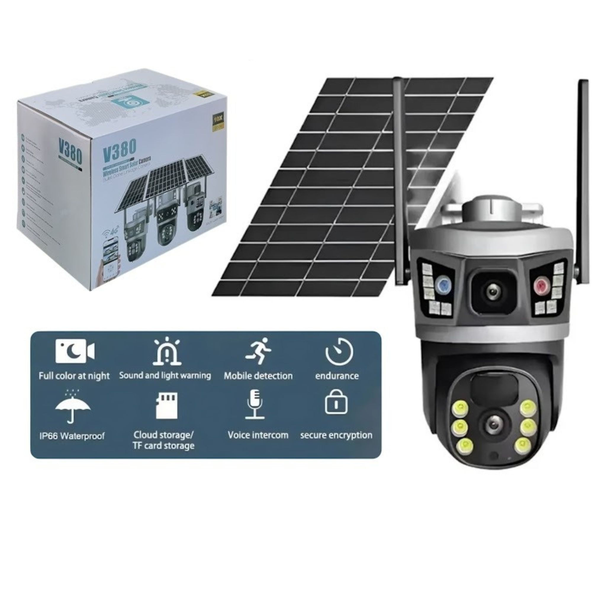 Camara Seguridad Panel Solar Wifi Alarma Sensor Camara Seguridad Doble Camaras Panel Solar