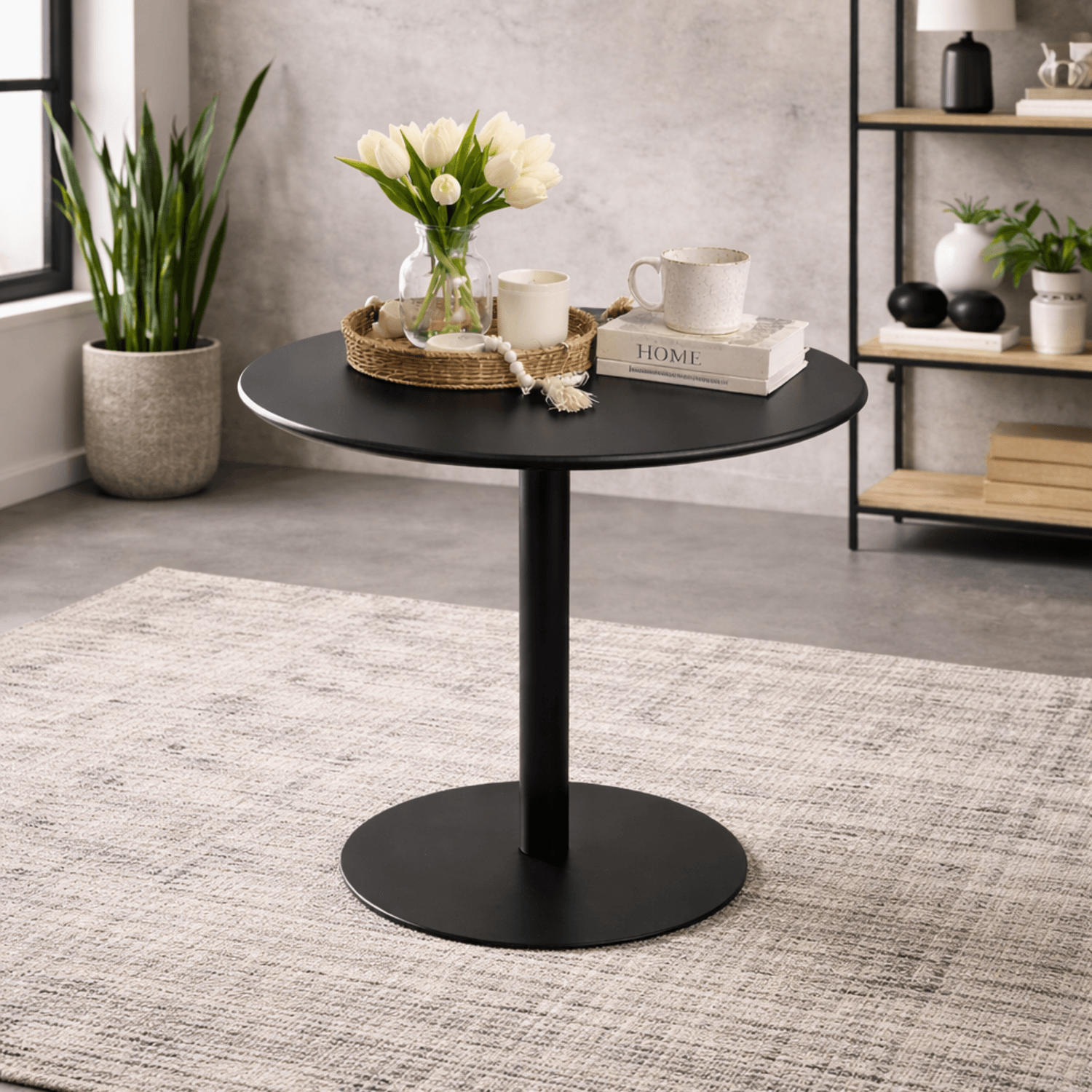 Mesa de Comedor Versátil Metálico Maiu Negro 72×60×60 - Interior y Exterior