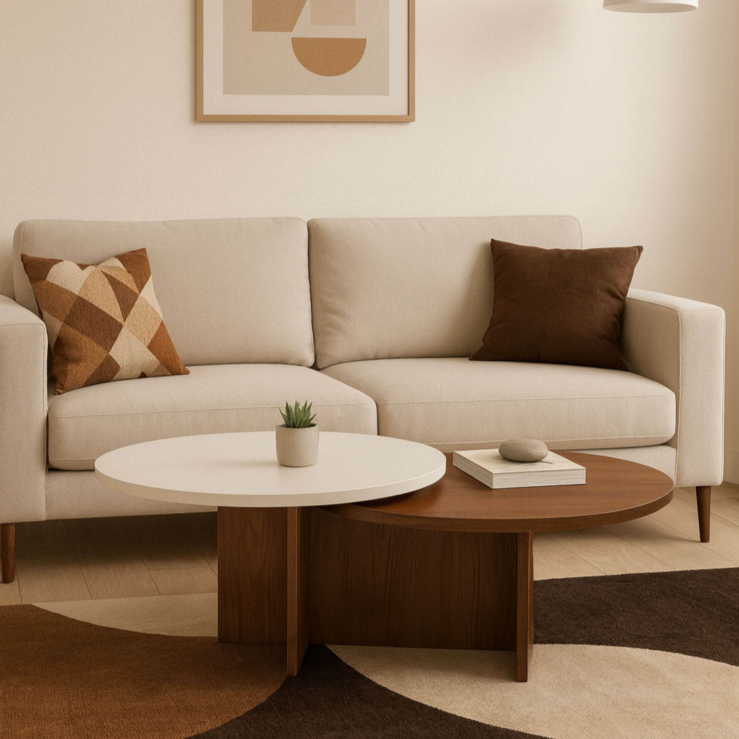 Mesa de Centro Doble Superficie Fija (40x100x60cm) Madera Blanco