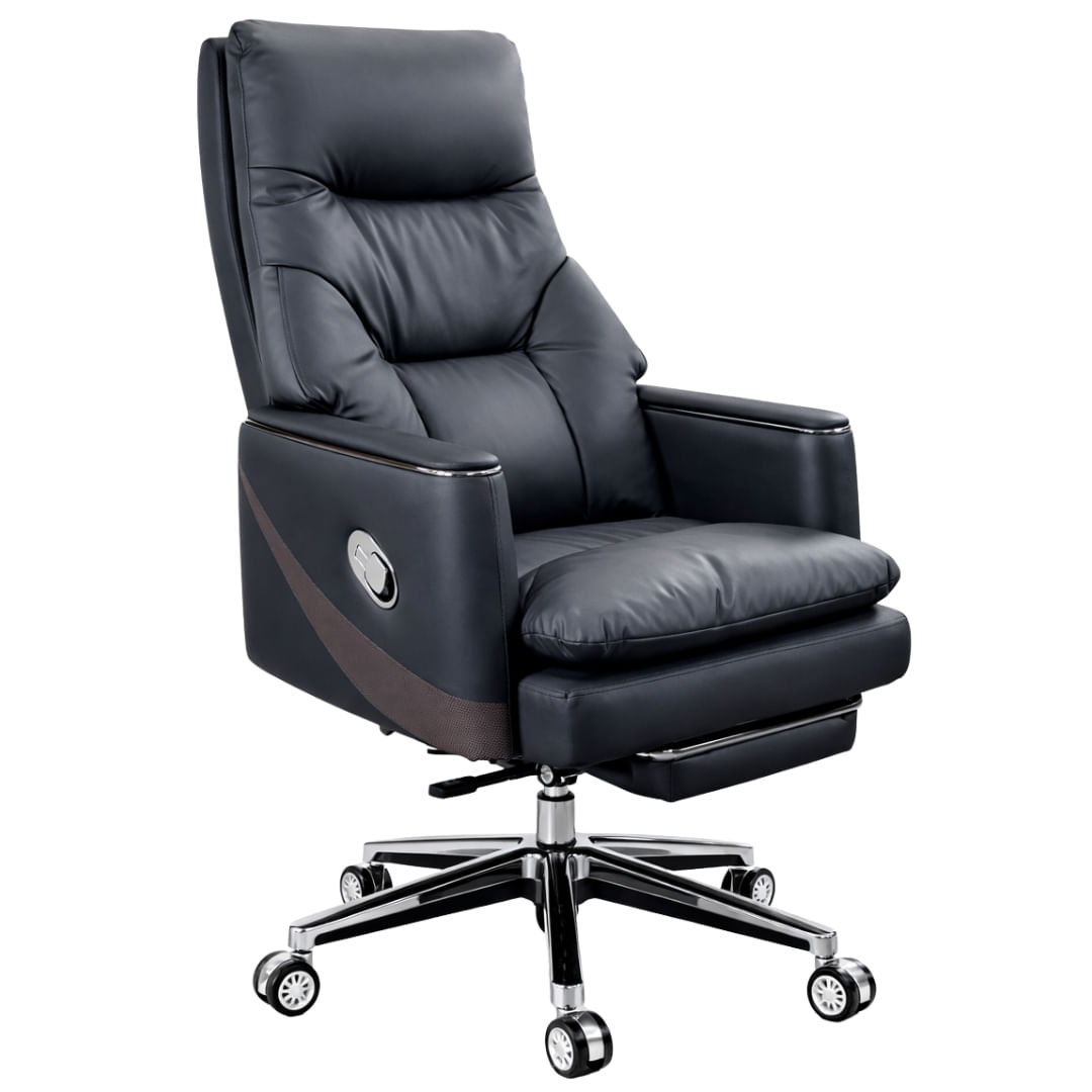 Silla De Director De Cuero De Alta Calidad King Negra Negro Cuero Sintético