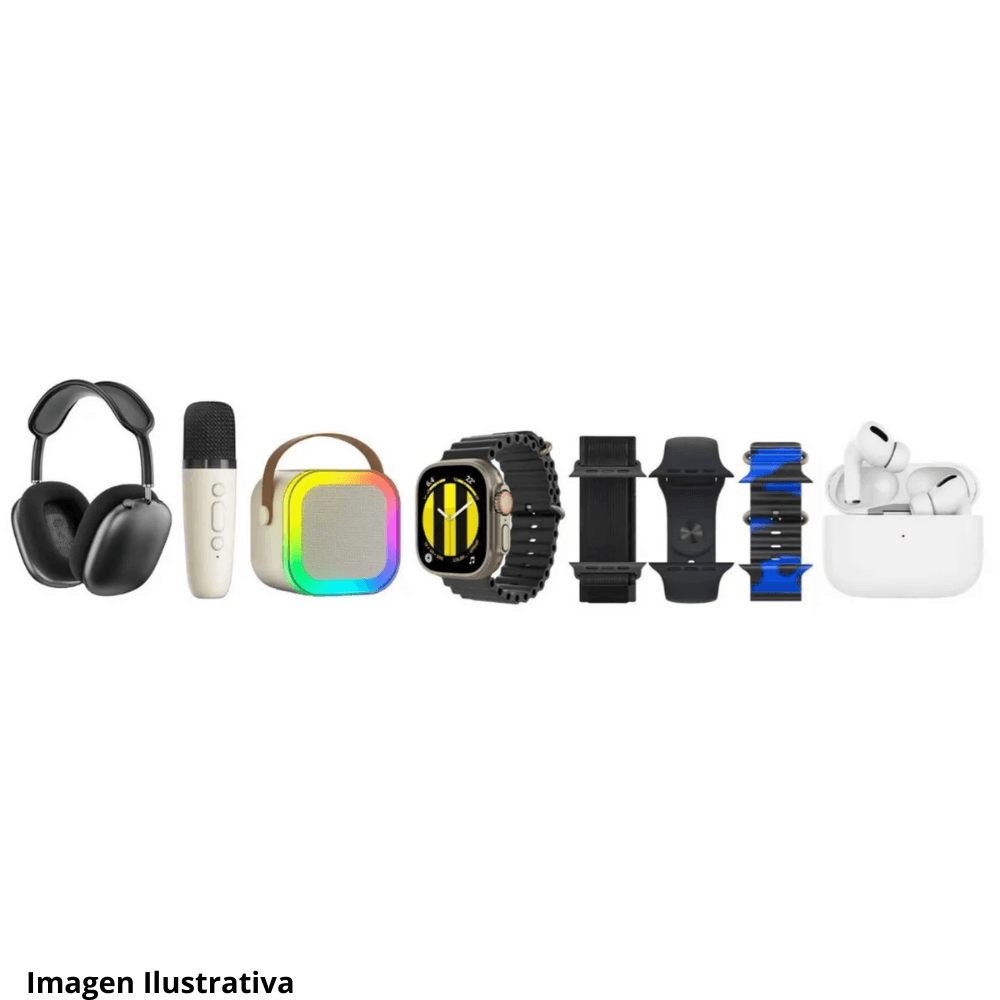 Combo Tecnologia Premium Auriculares Inalambricos Reloj Inteligente Parlante Portatil Microfono Digital Audifonos