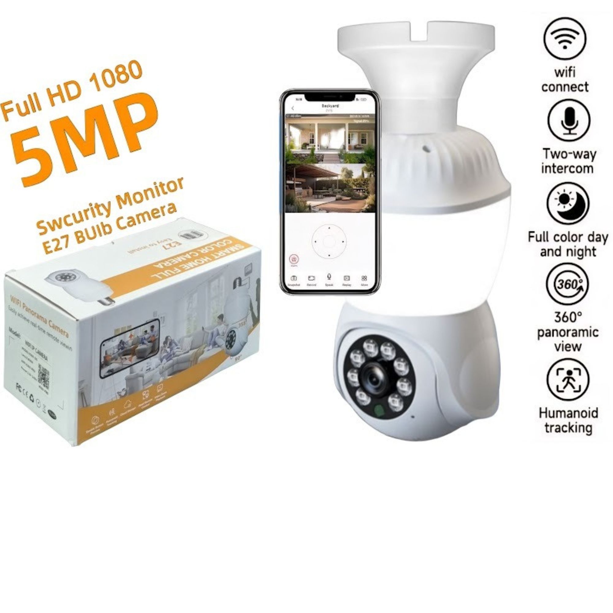 Camara Vigilancia De Seguridad Bombillo Incorporado Camara Bombillo Vision Nocturna Microfono