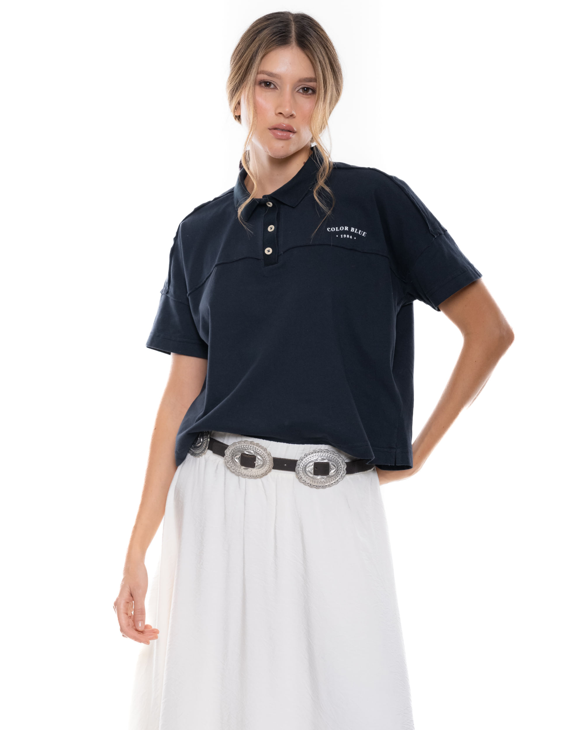Camiseta Tipo Polo Con Estampado Punto Corazón