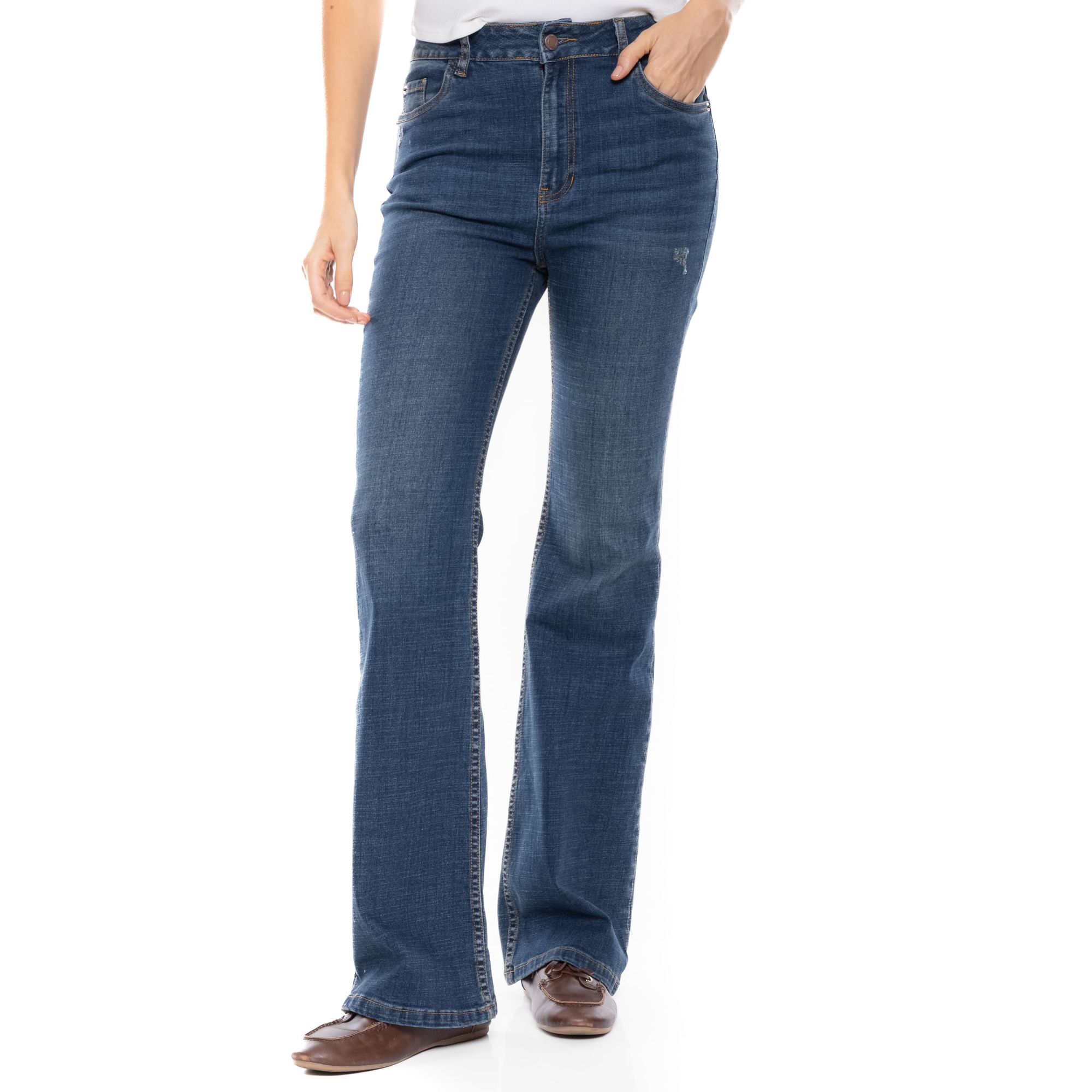 High Waist Flare Jeans Tono Oscuro
