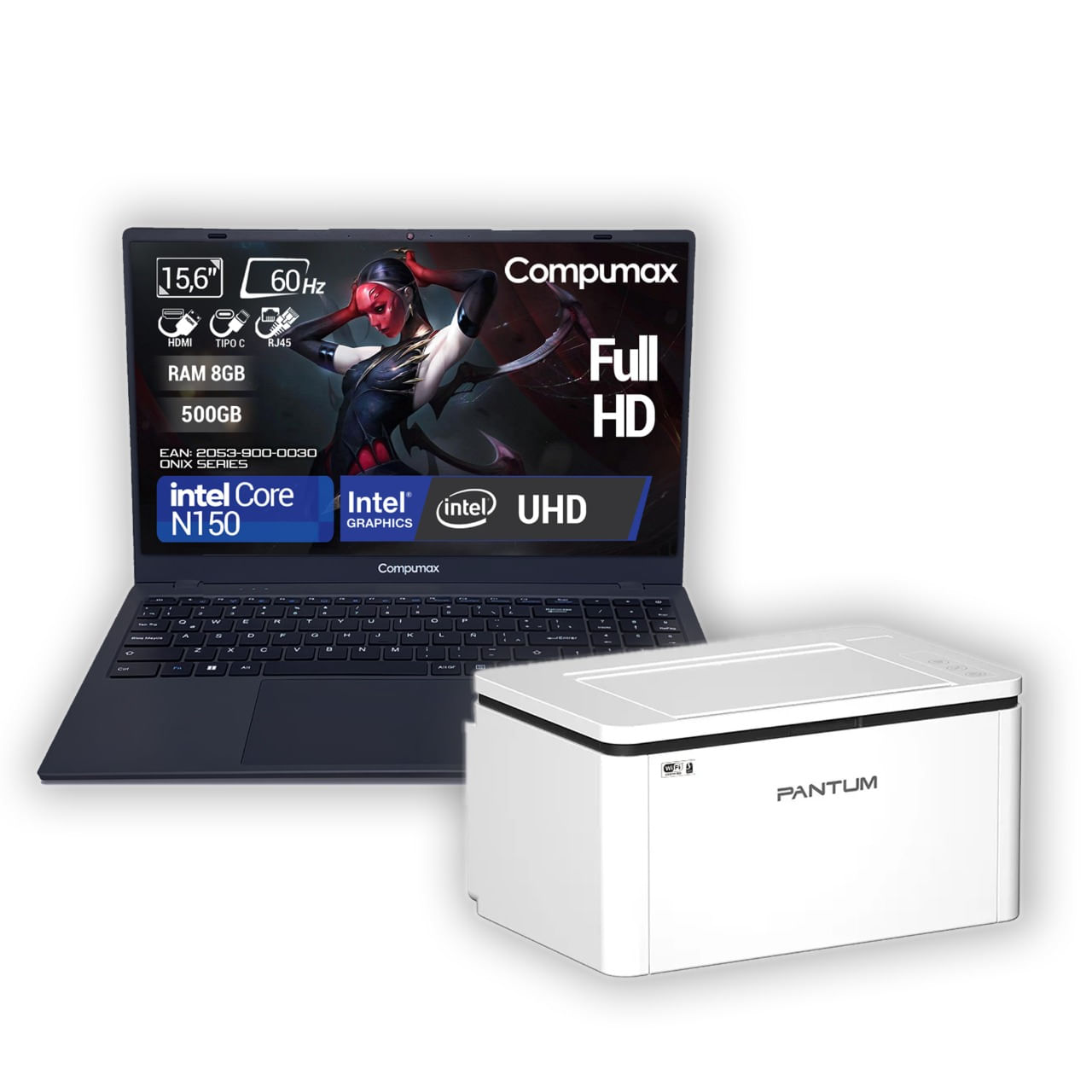 Computador Portátil Compumax Onix Series Intel N150 Ram 8GB - 512GB FHD + Impresora