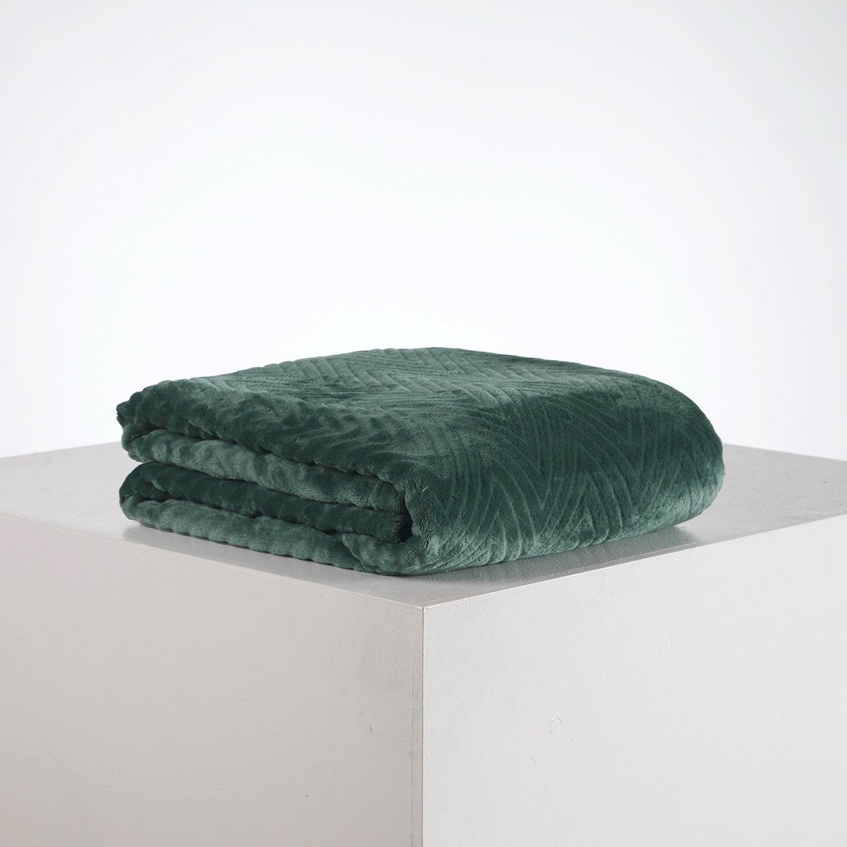 Cobija Flannel Fleece 250 gr Chevron Verde Pino