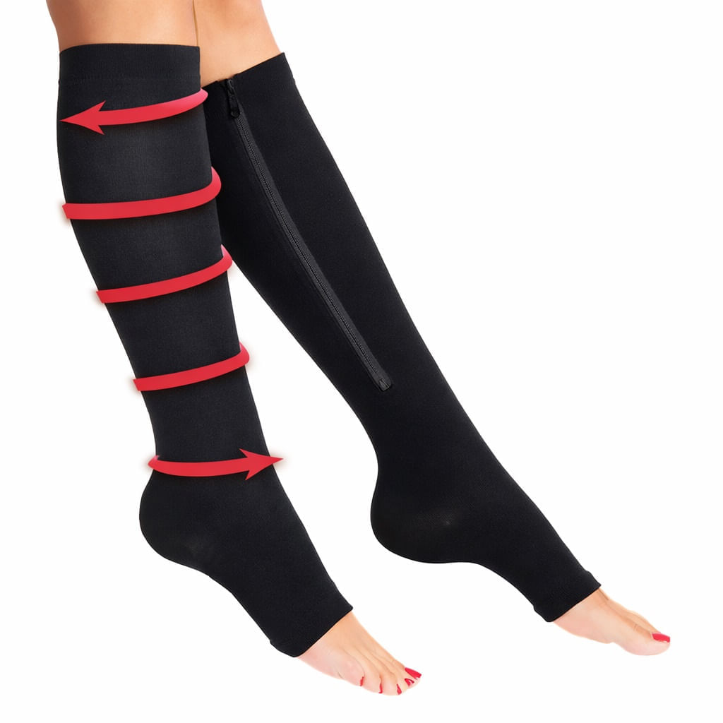 Medias de Compresión Con Cremallera Negra Talla S/M