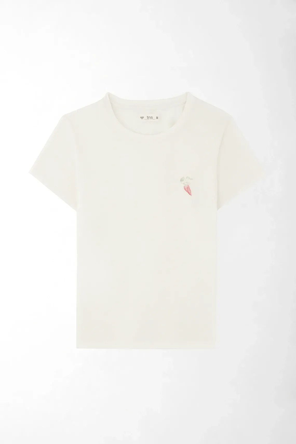 Camiseta regular con mini gráfico en algodón blanco para mujer